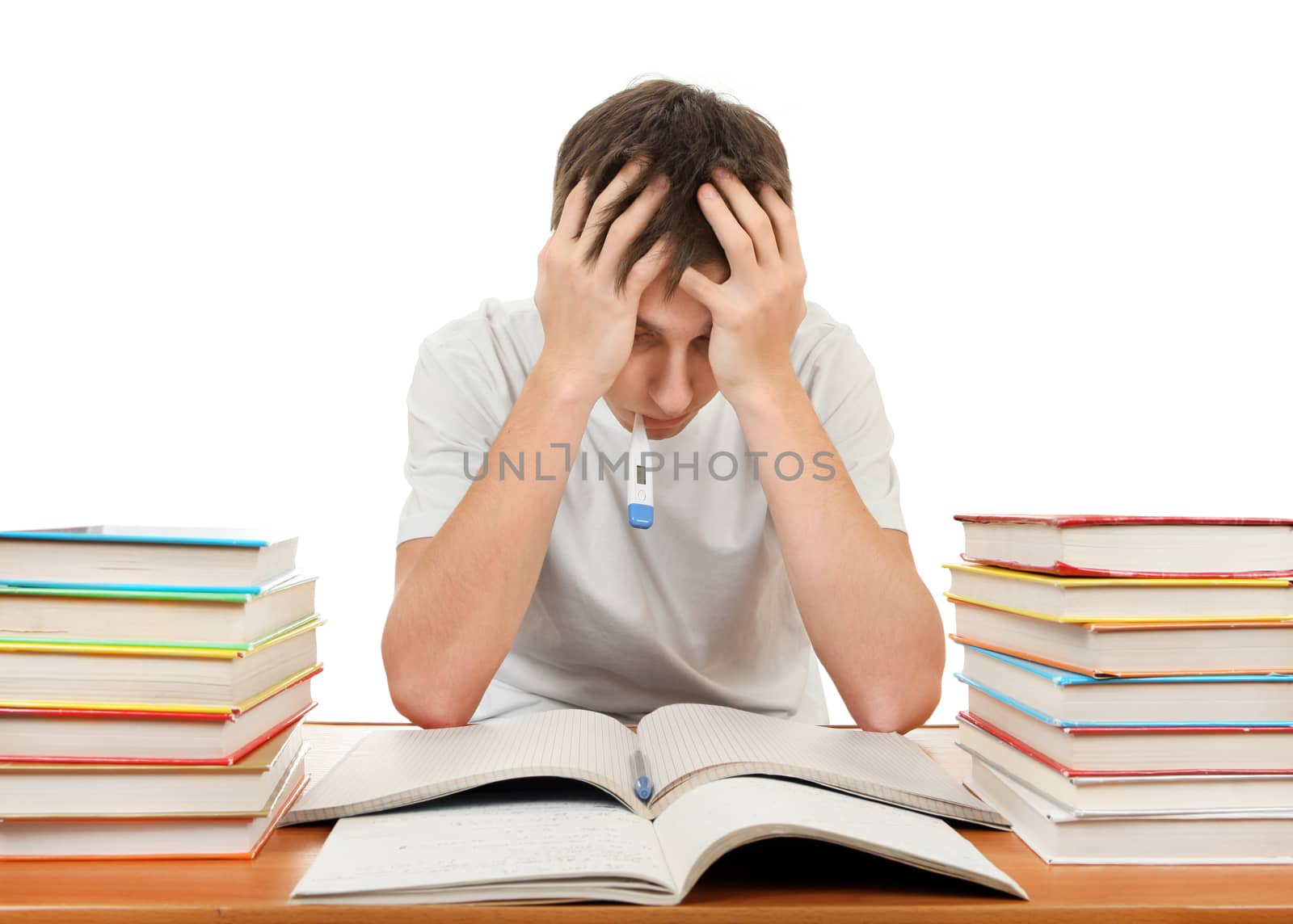 Sad Student with a Books by sabphoto