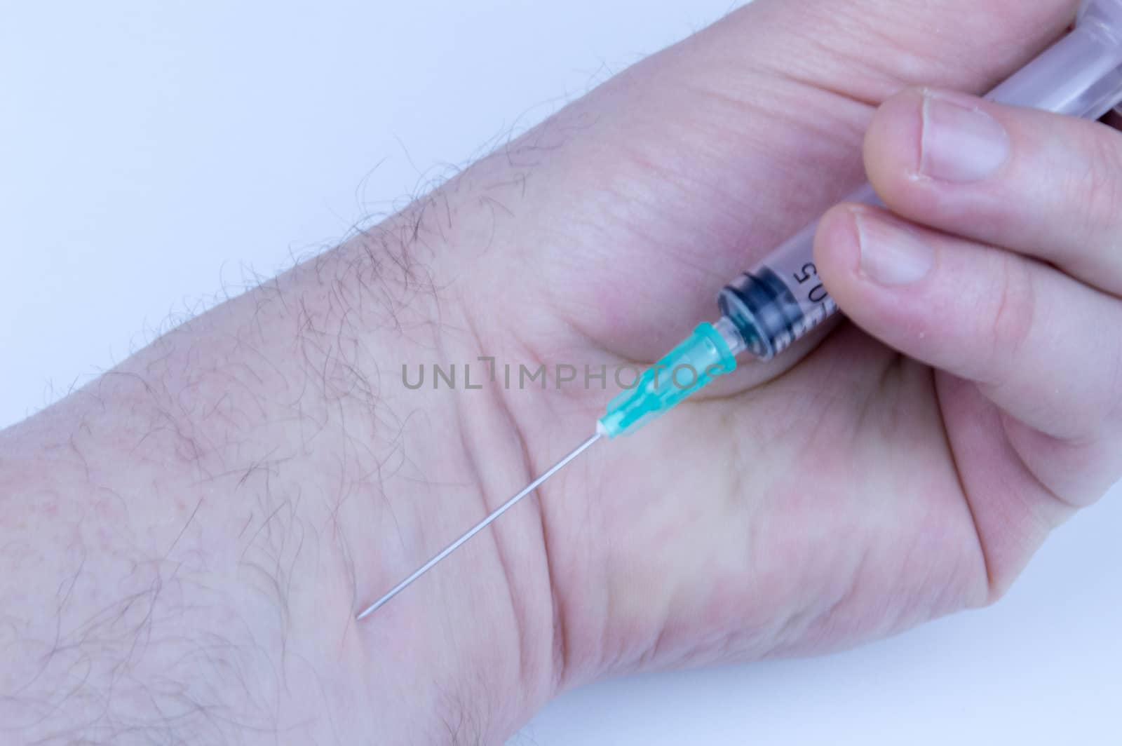 Disposable syringe ready for injection