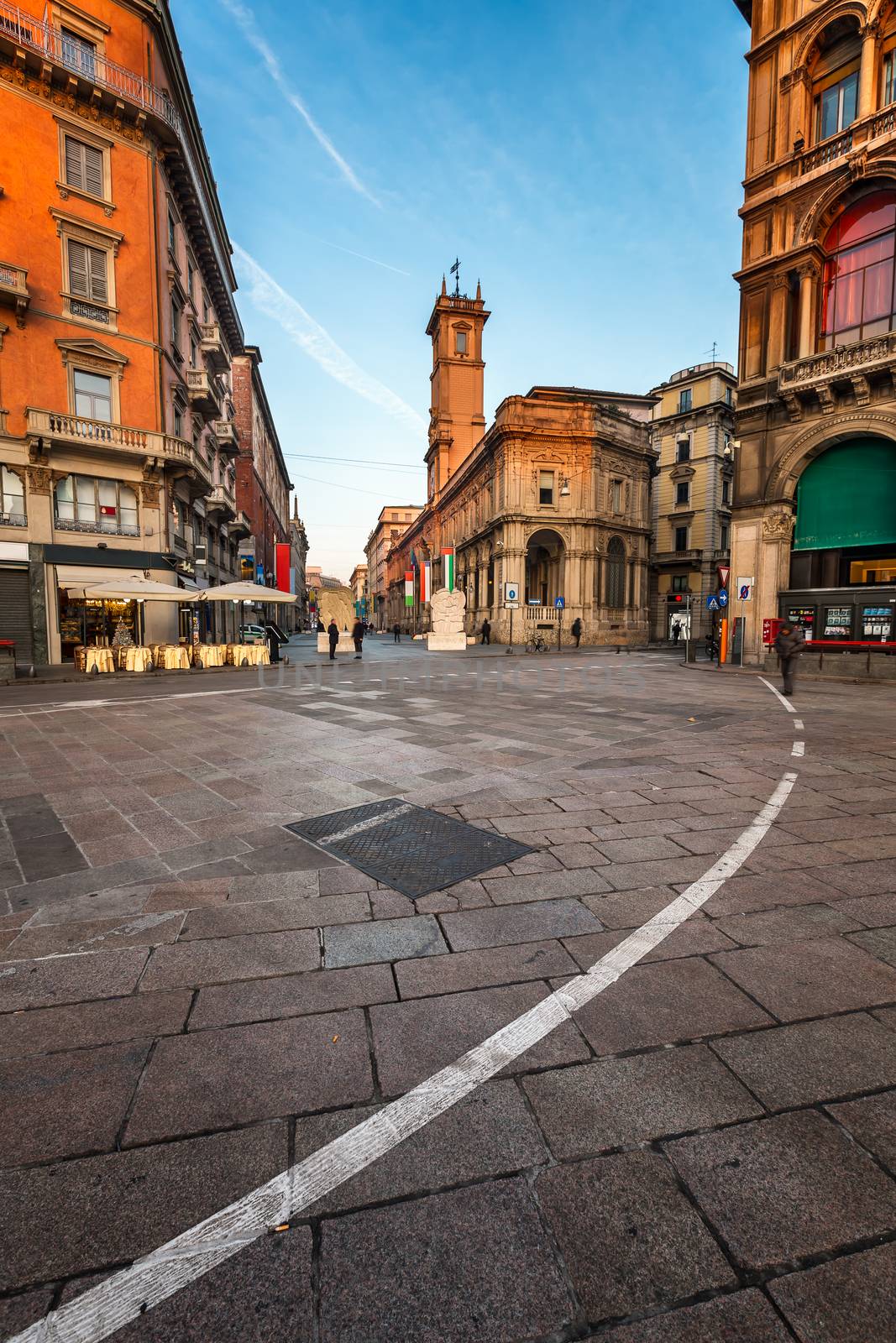 Piazza del Duomo and Via dei Mercanti in the Morning, Milan, Ita by anshar