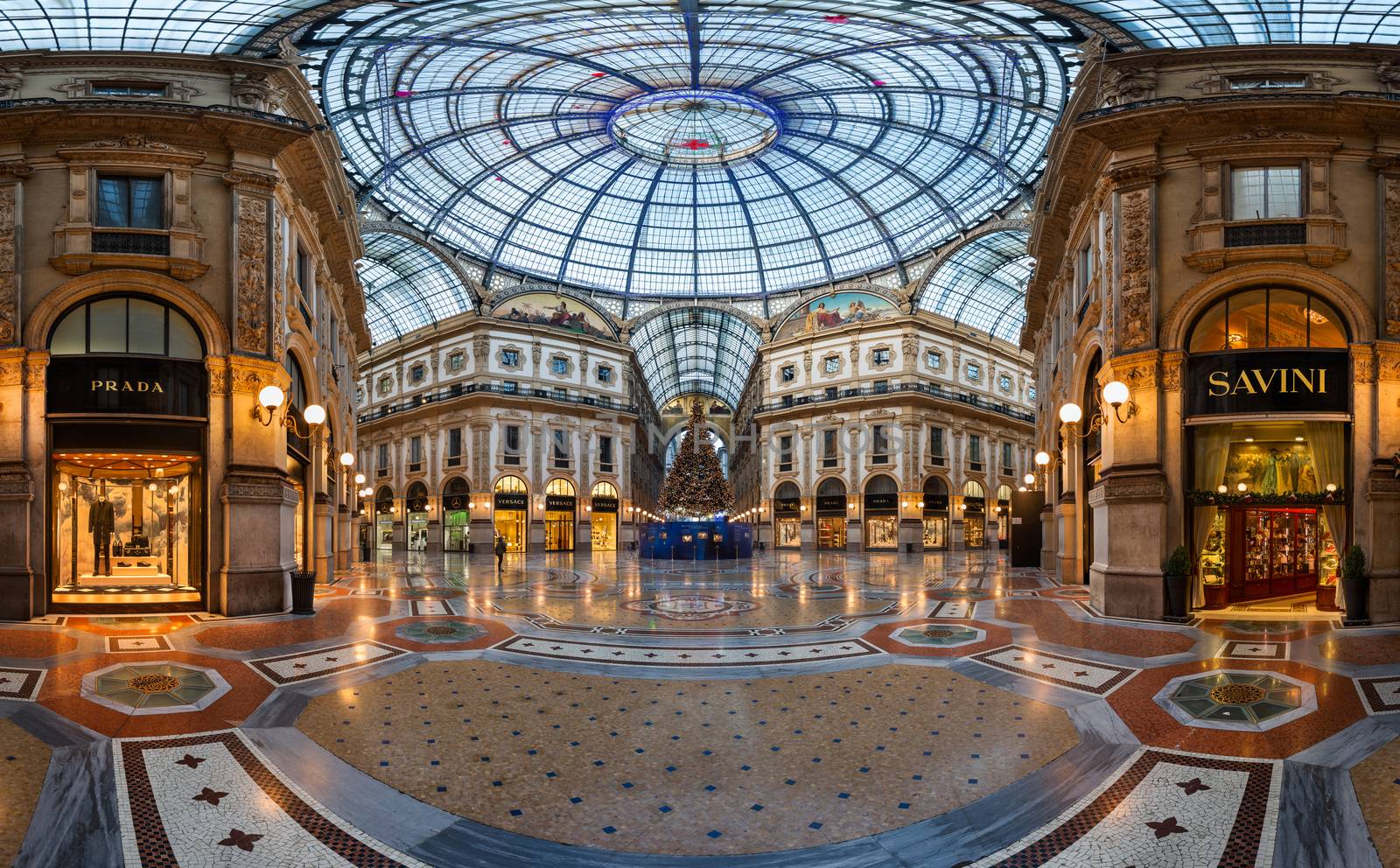 Mosaic Floor and Glass Dome in Galleria Vittorio Emanuele II in  by anshar