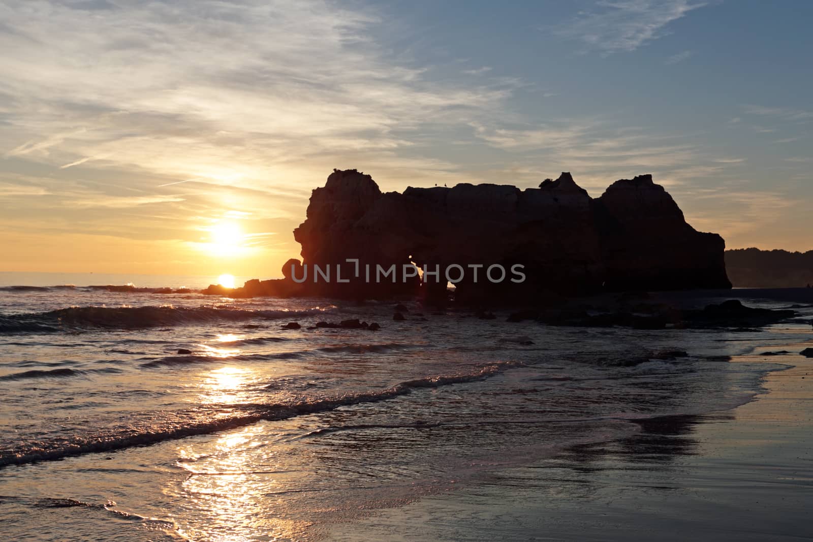 Sunset at Praia da Rocha in Portugal