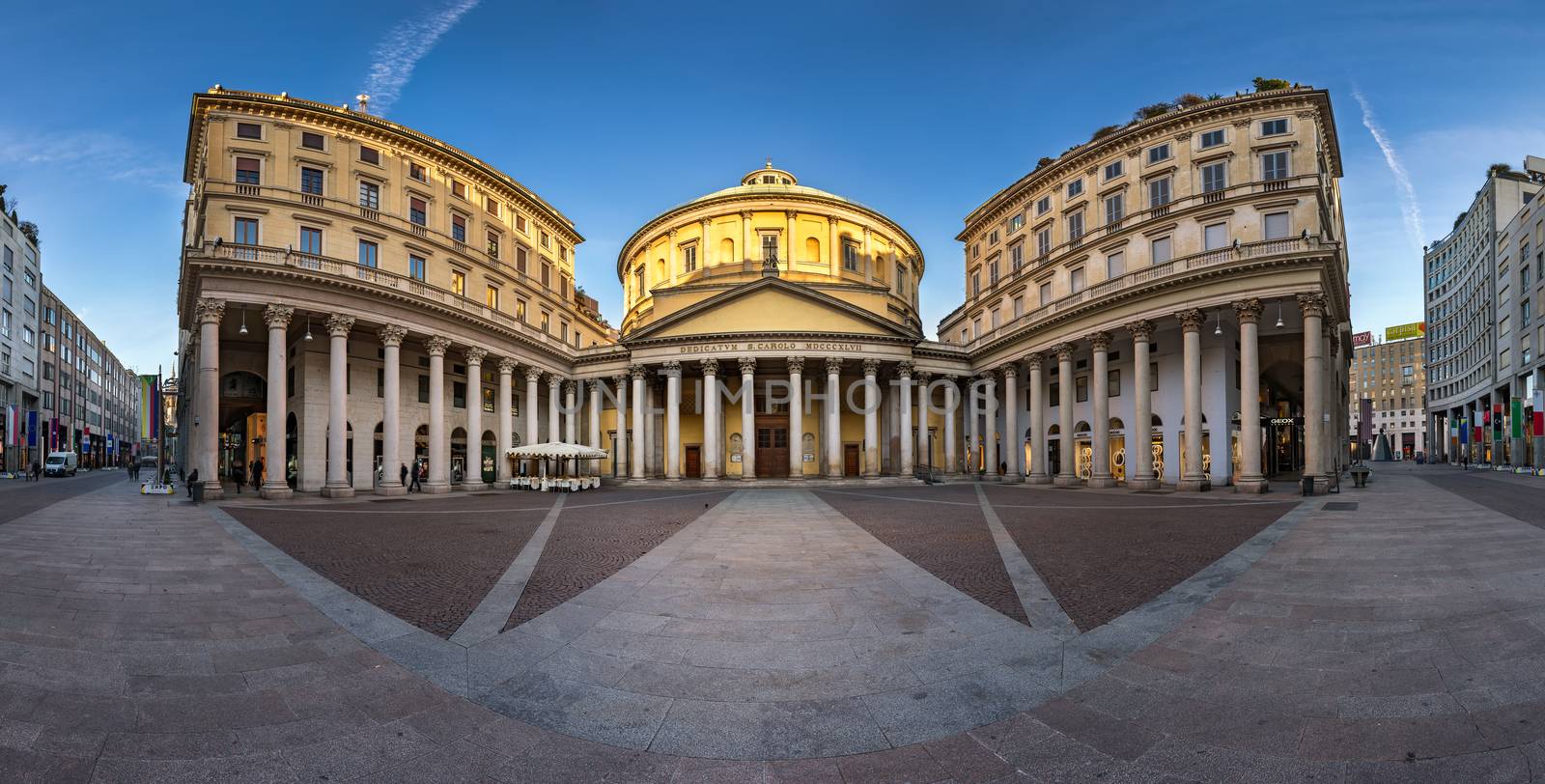 MILAN, ITALY - JANUARY 2, 2015: San Carlo al Corso is a neo-classic church in the center of Milan. The church facade was designed in 1844 by Carlo Amati and was finished in 1847.