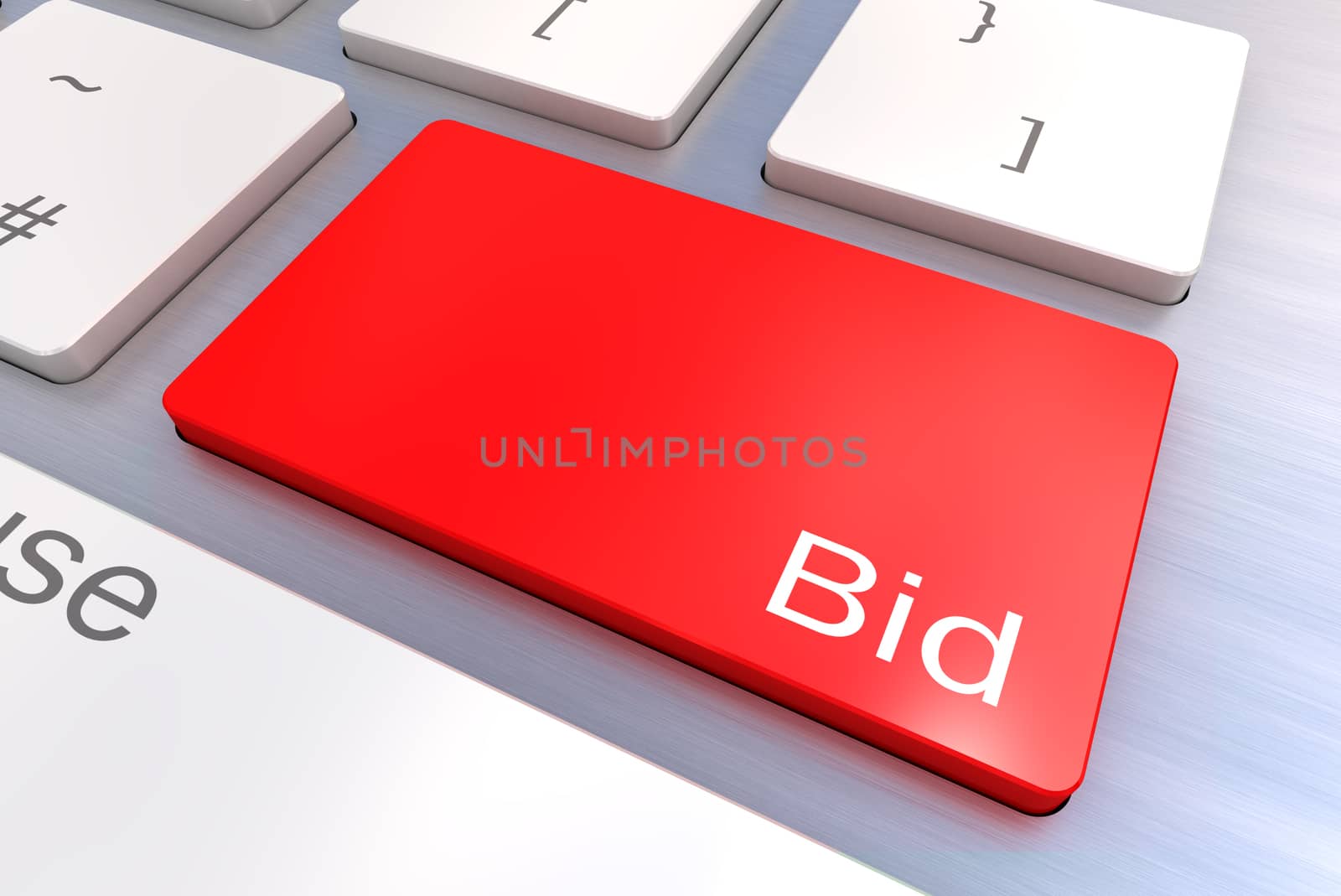 A Colourful 3d Rendered Illustration showing Bid on a Computer Keyboard