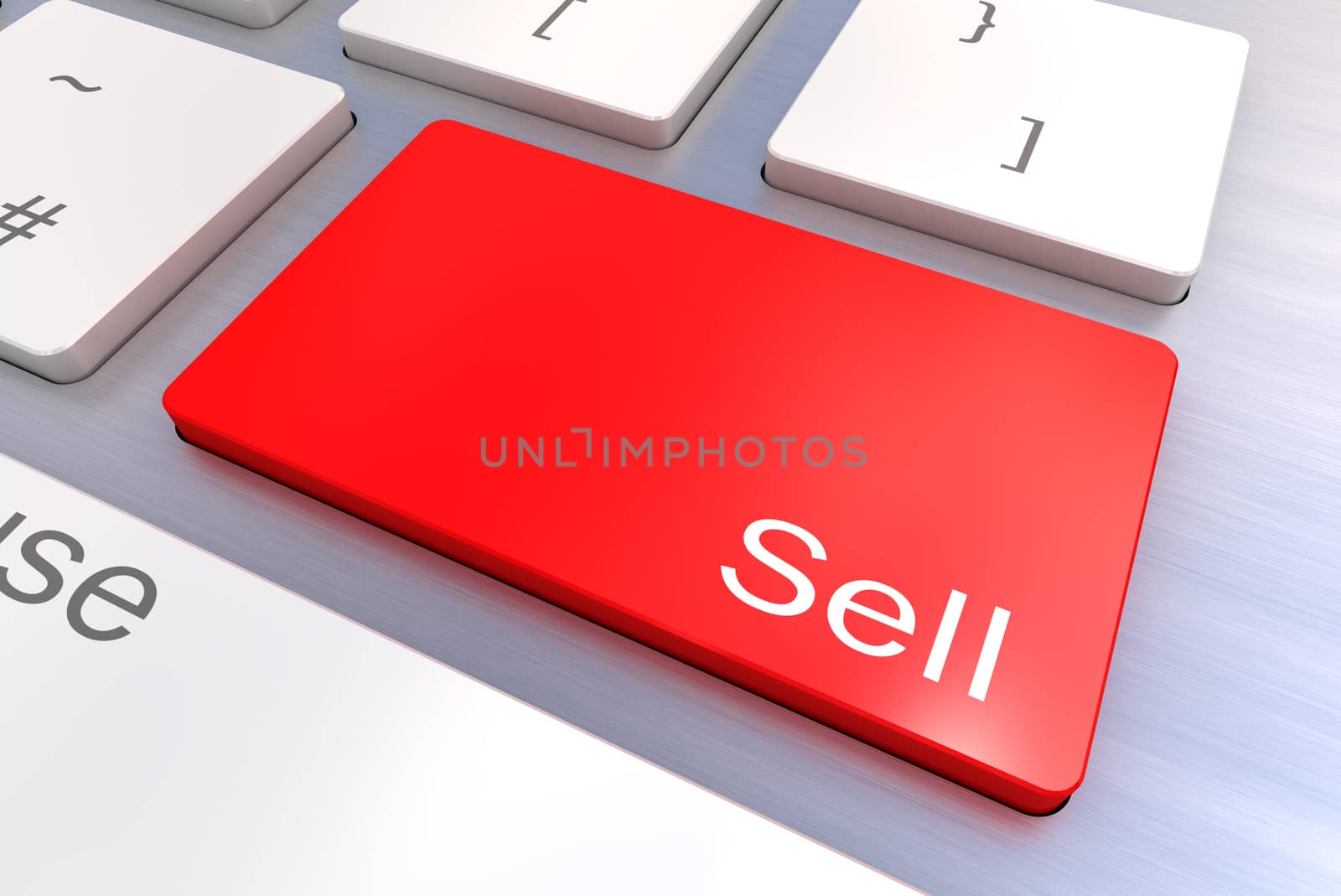 A Colourful 3d Rendered Illustration showing Sell on a Computer Keyboard