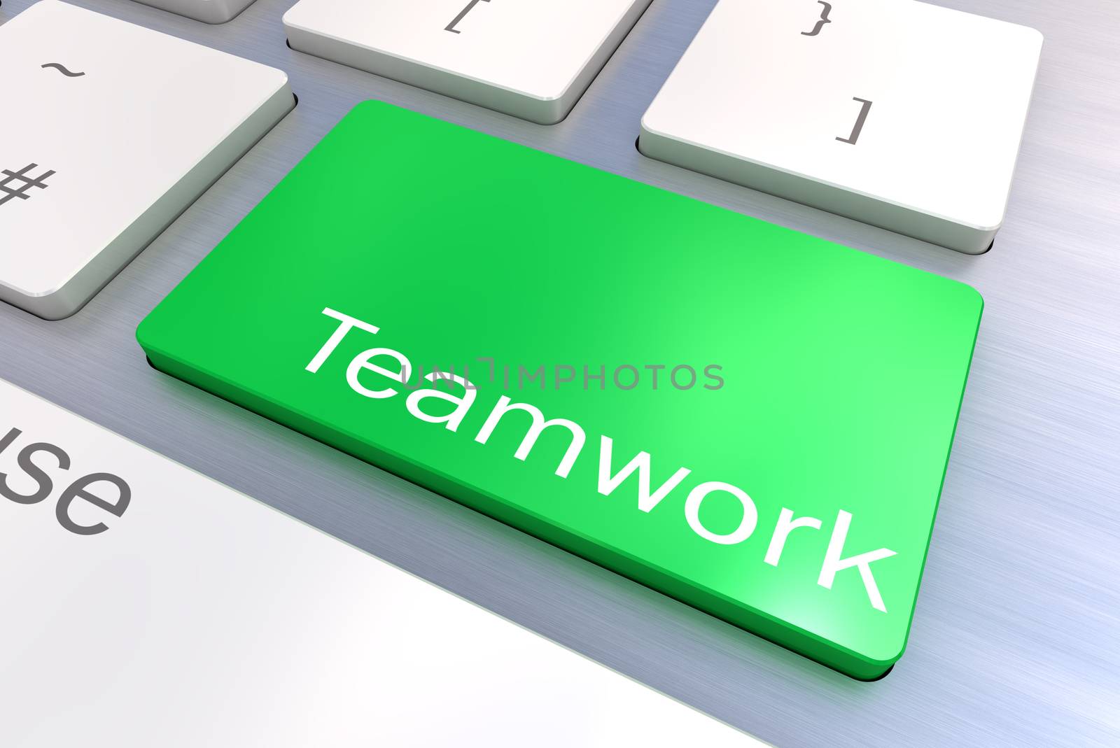 A Colourful 3d Rendered Illustration showing Teamwork on a Computer Keyboard