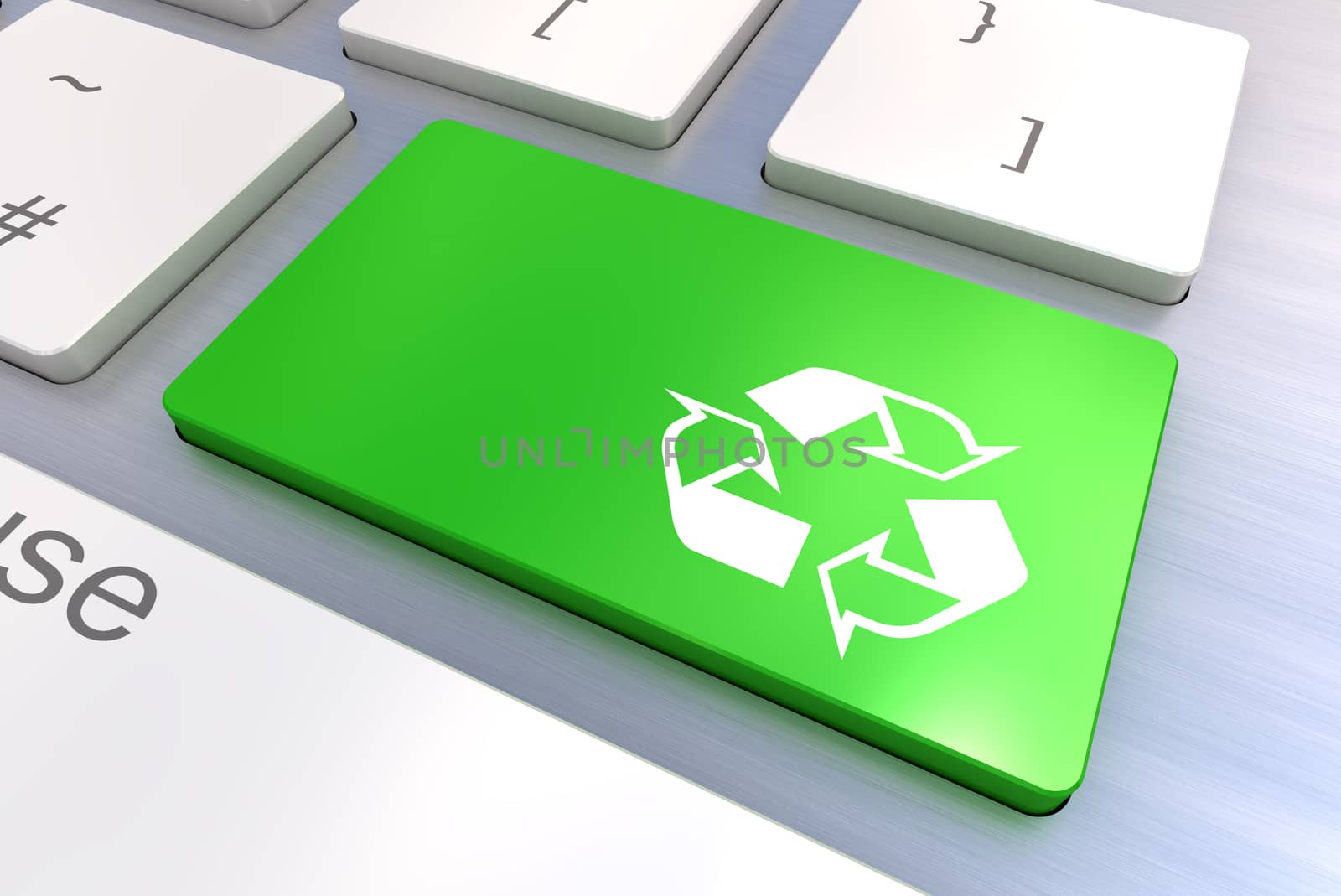 A Colourful 3d Rendered Illustration showing a Recycle Concept on a Computer Keyboard