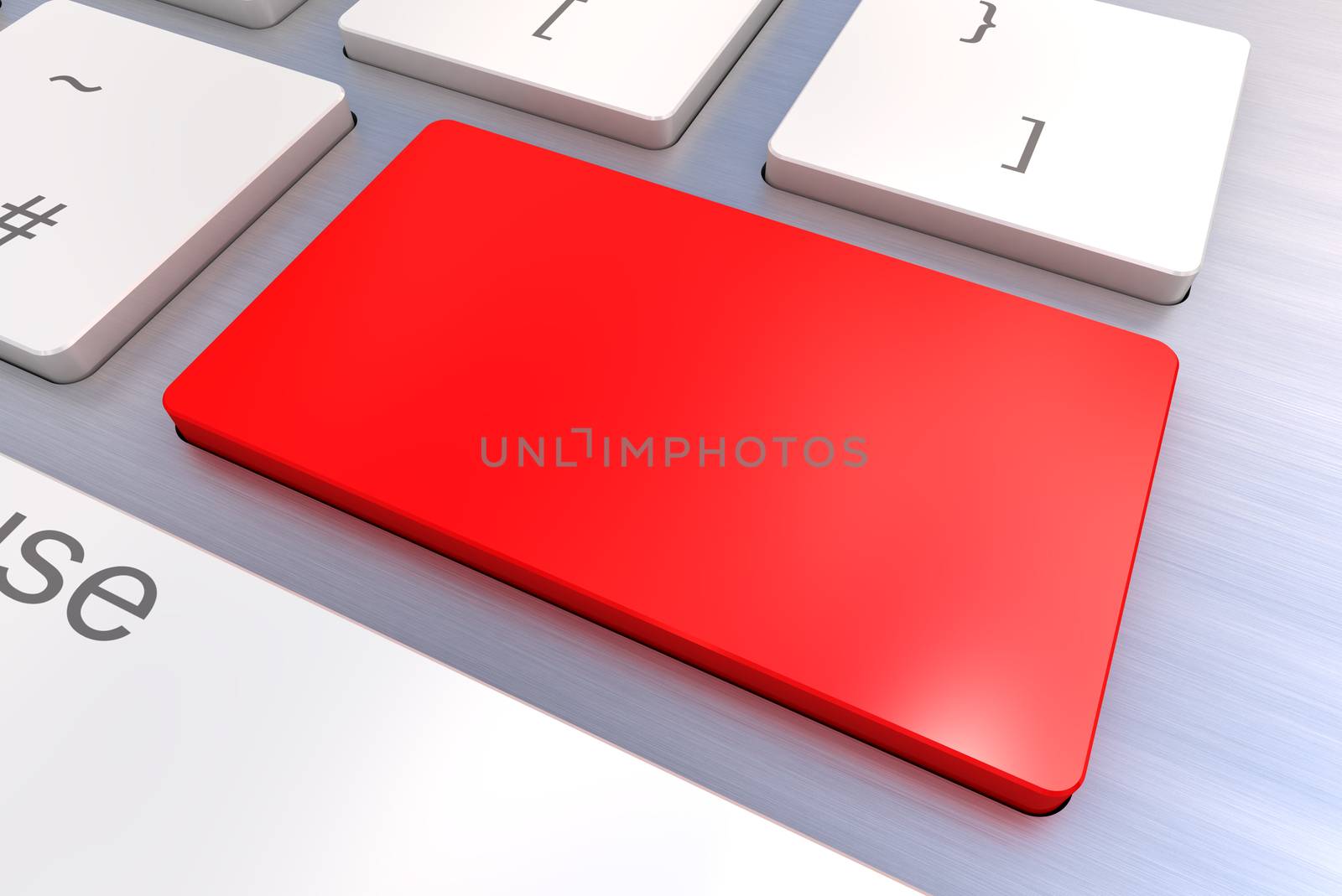 A Colourful 3d Rendered Illustration showing a Blank Red Keyboard concept on a Computer Keyboard