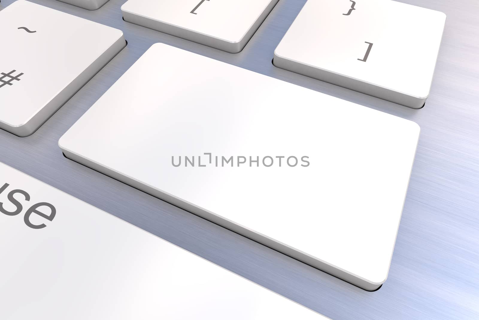 A Colourful 3d Rendered Illustration showing a Blank White Keyboard concept on a Computer Keyboard