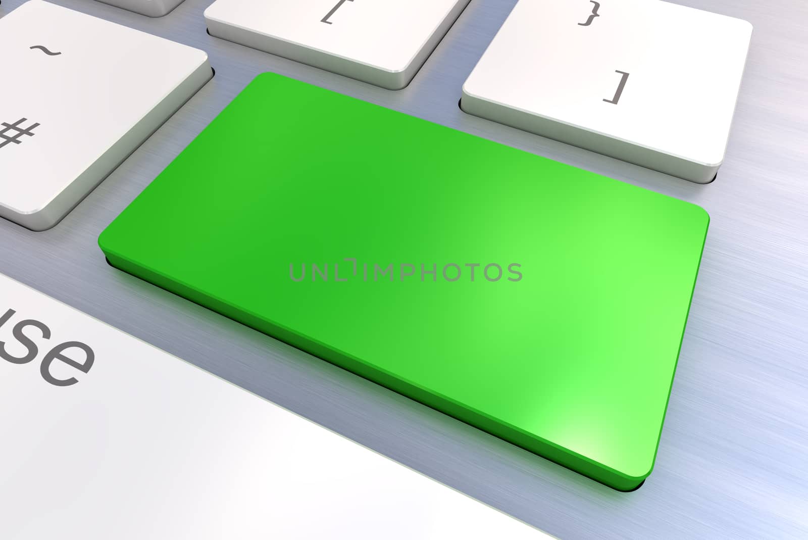 Blank Green keyboard button by head-off