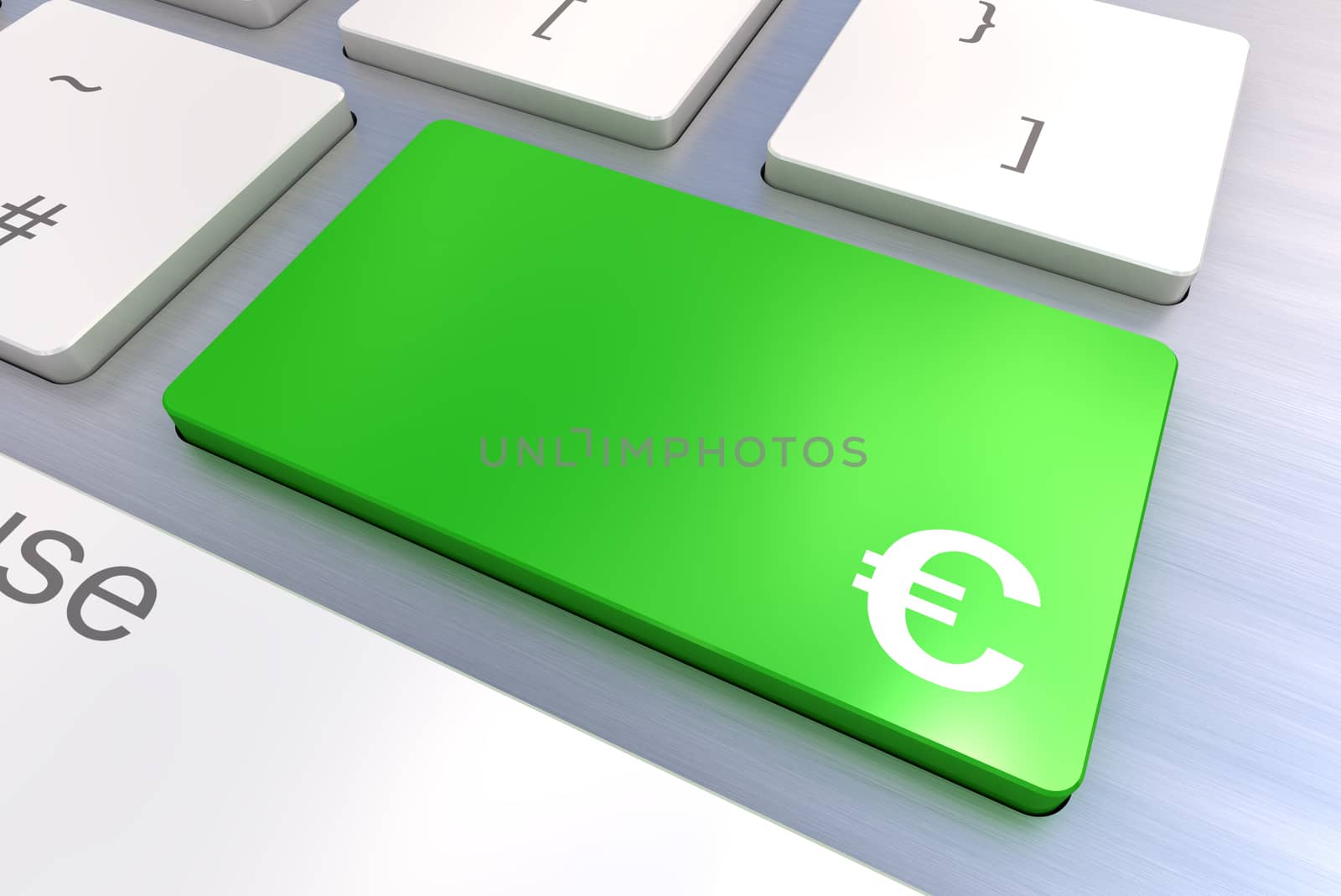 Computer keyboard rendered illustration with a Euro Button Concept