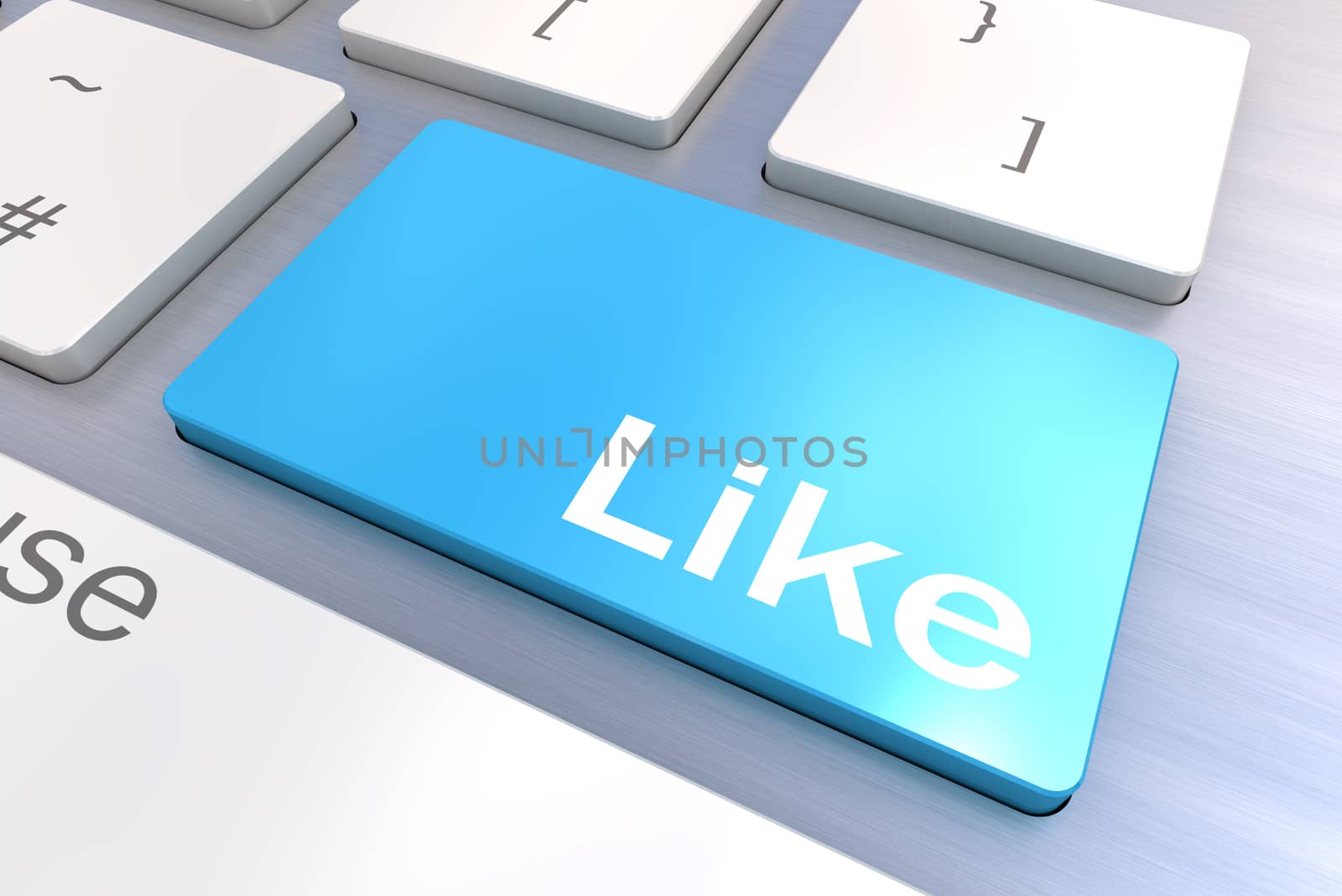 Computer keyboard rendered illustration with a Social Media Like Button Concept