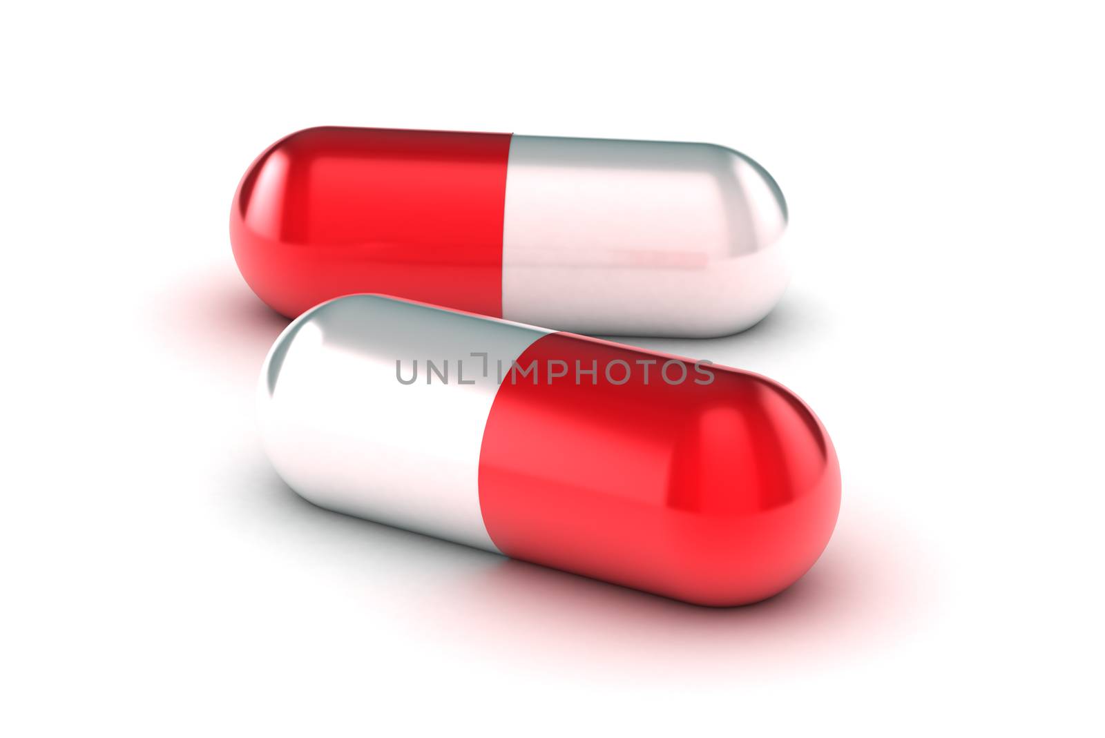 An Illustration of a Group of Red and White Medical Pills on a white background