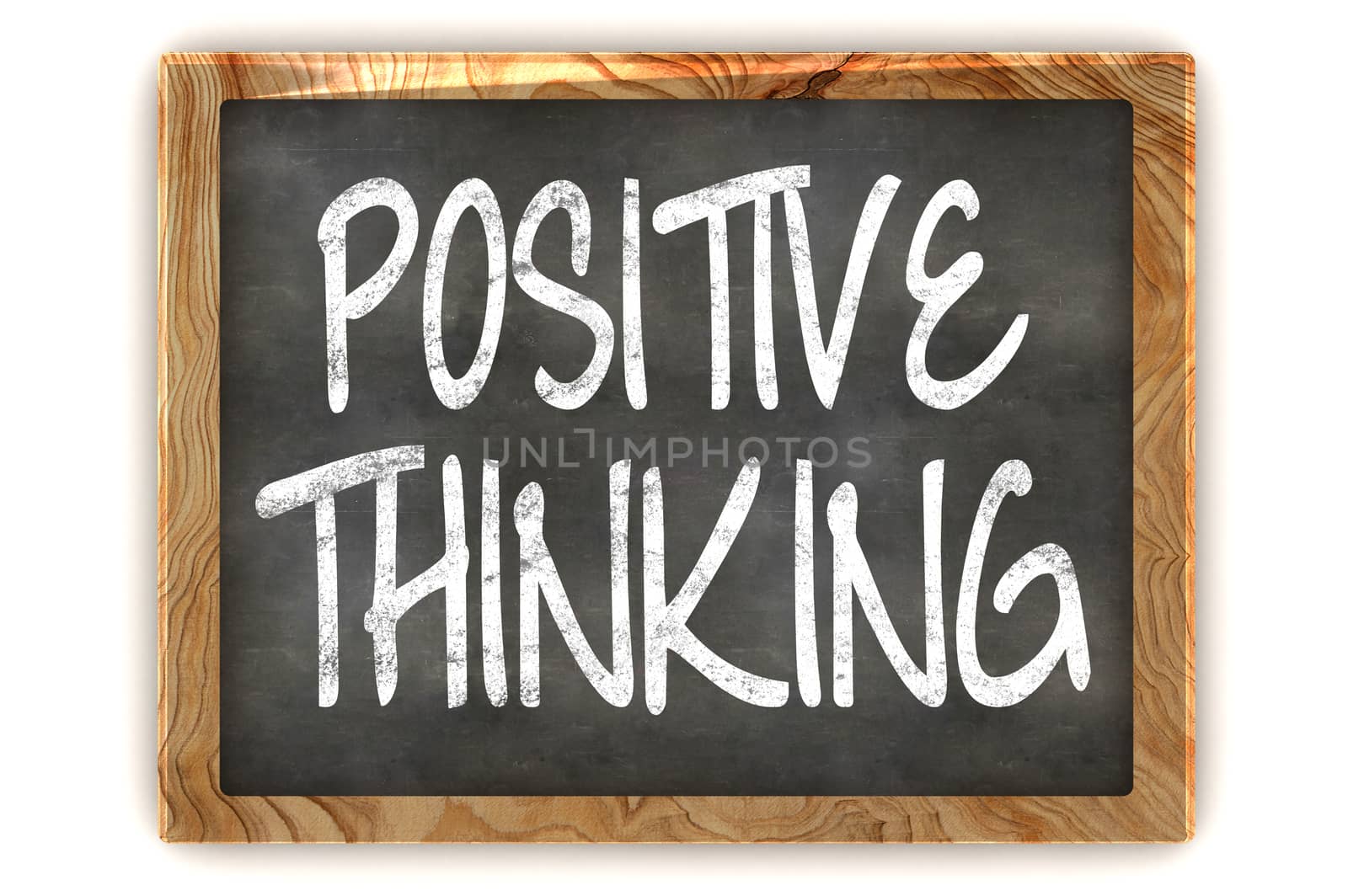 A Colourful 3d Rendered Blackboard showing the Inspirational Message "Positive Thinking"