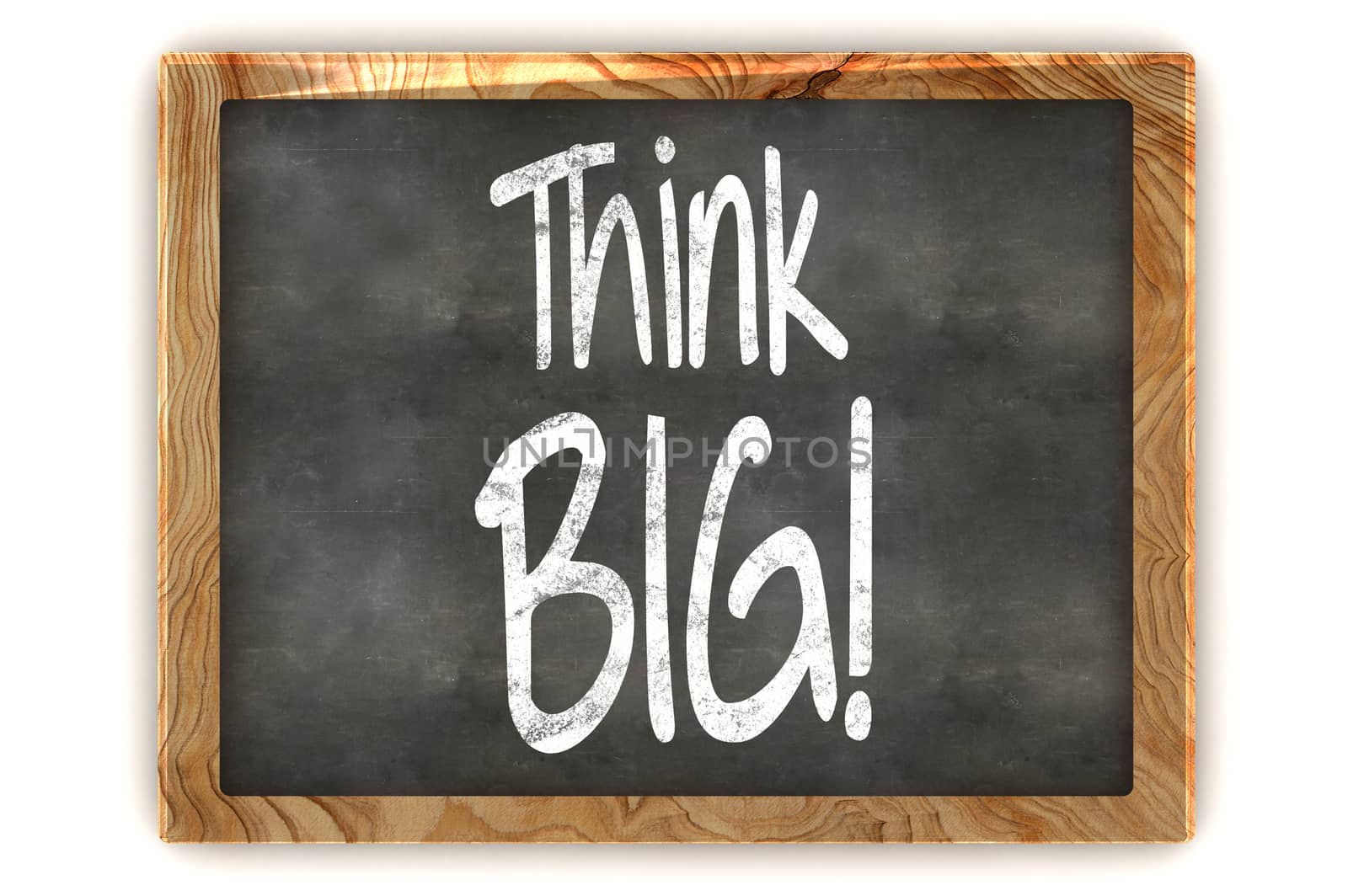A Colourful 3d Rendered Blackboard showing the Inspirational Message "Think Big"