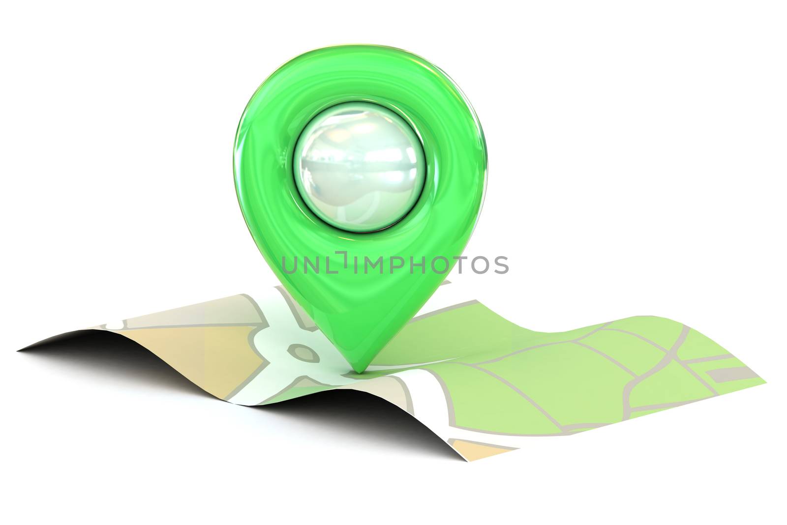 A Colourful 3d Rendered Map or GPS Marker Icon