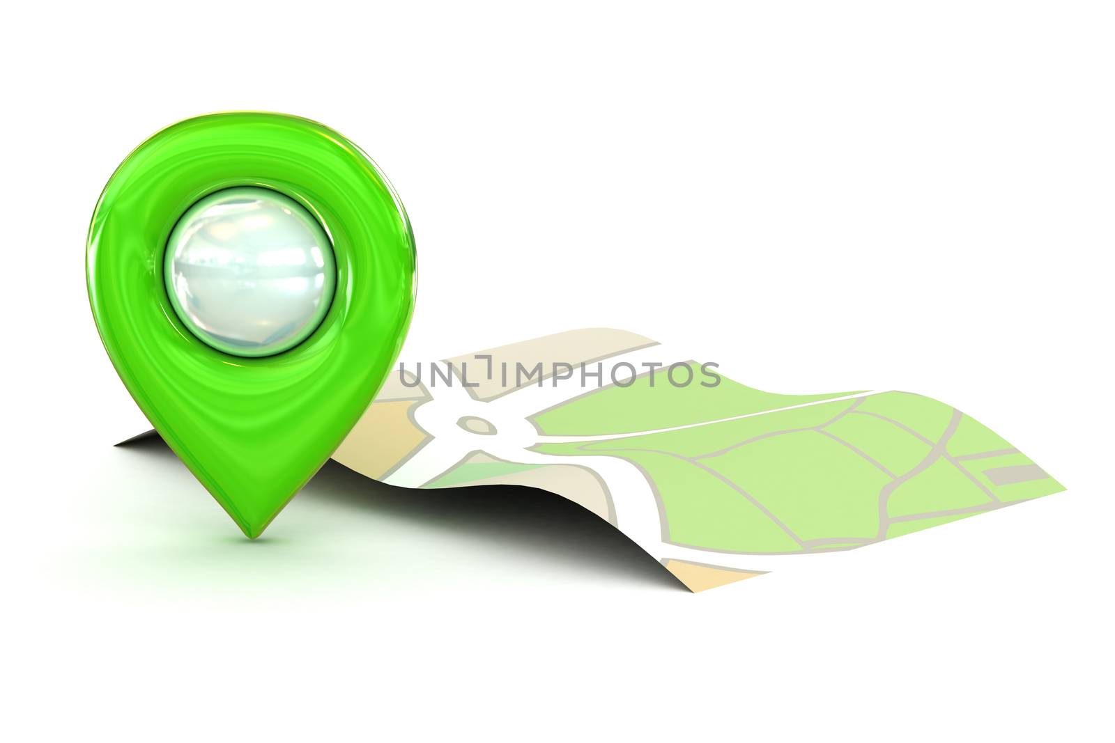 A Colourful 3d Rendered Map or GPS Marker Icon