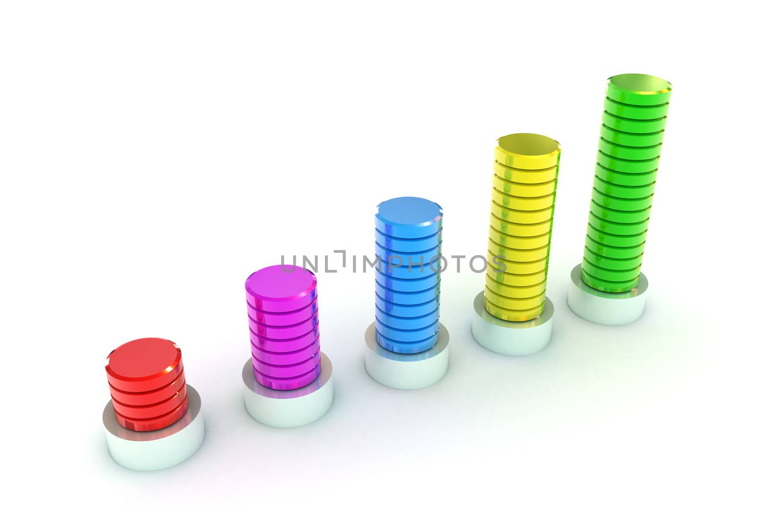 A Colourful 3d Rendered Bar Chart Illustration