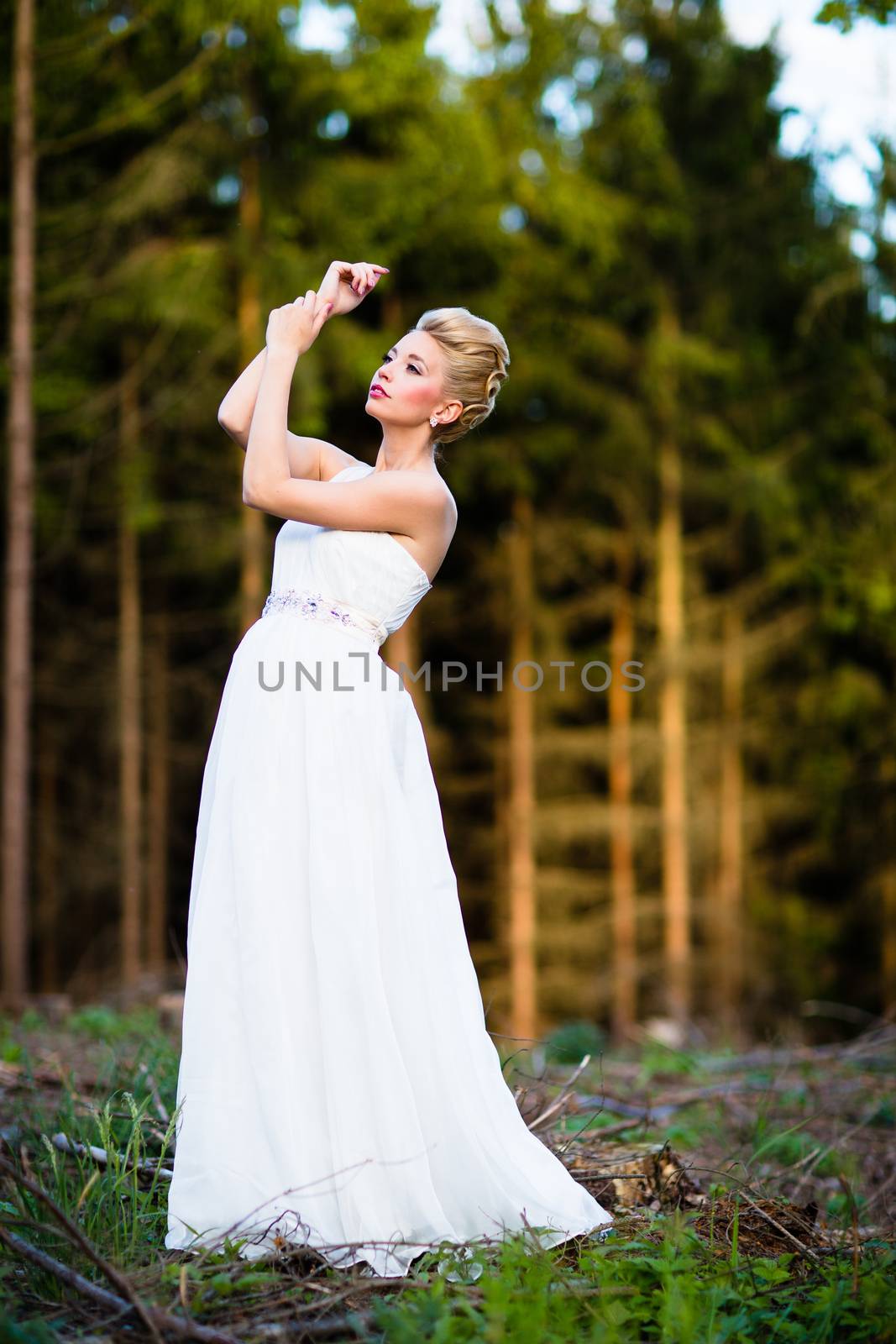 Lovely bride outdoors in a forest by viktor_cap