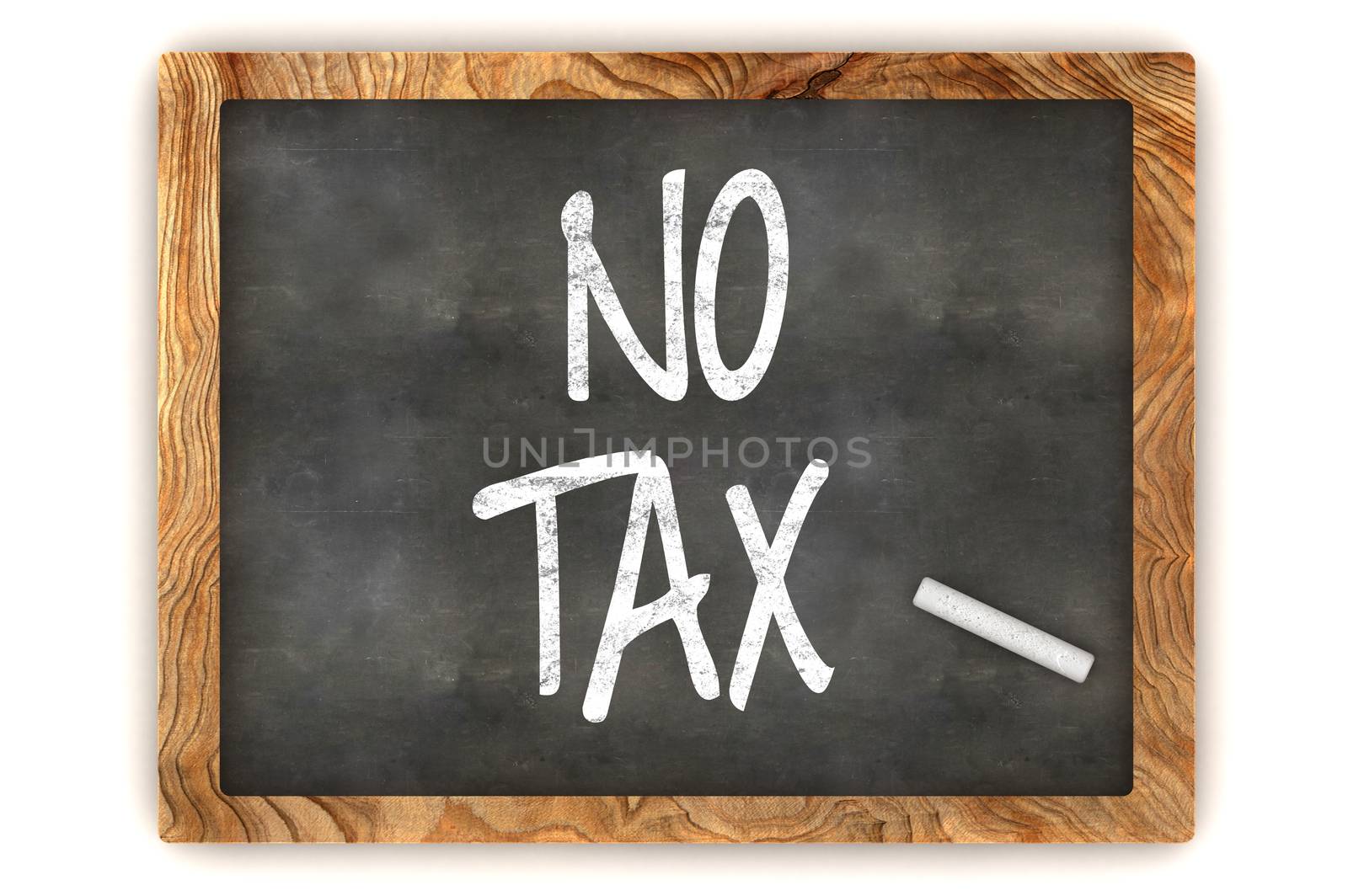 A Colourful 3d Rendered Blackboard Illustration Showing 'No Tax'