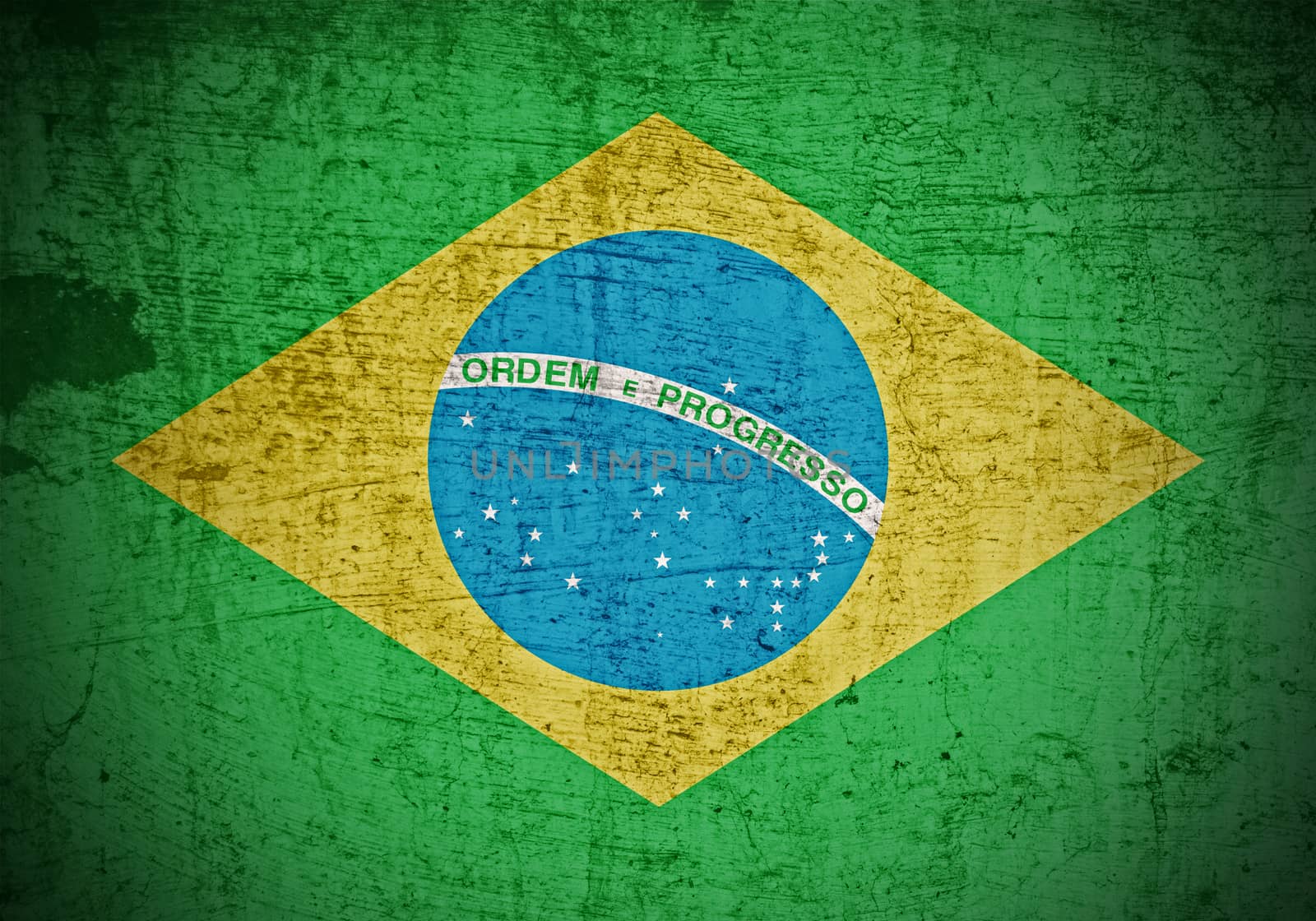 A Colourful Grunge style Brazilian Flag Illustration