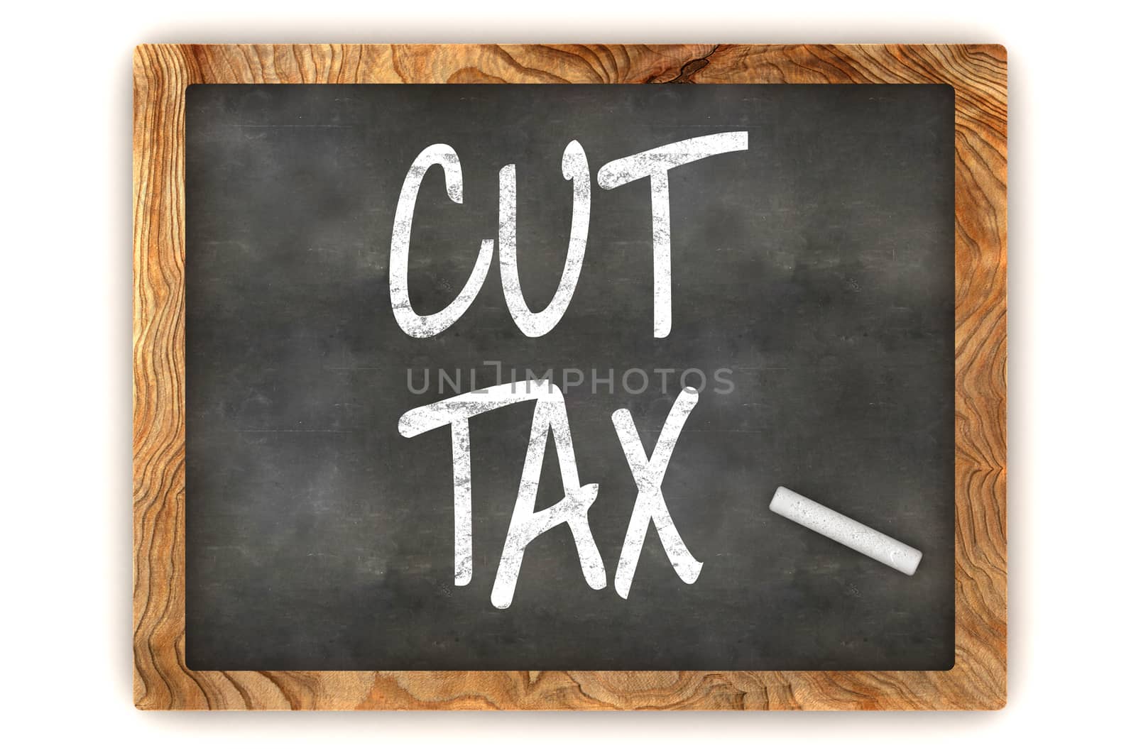 A Colourful 3d Rendered Blackboard Illustration Showing 'Cut Tax'