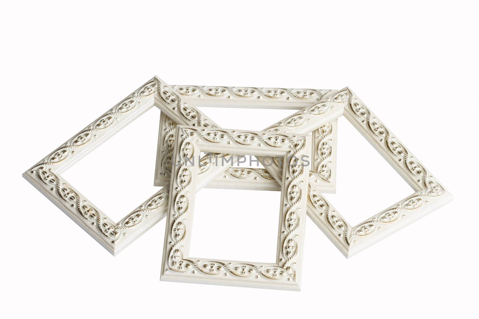 Set of white photo frames