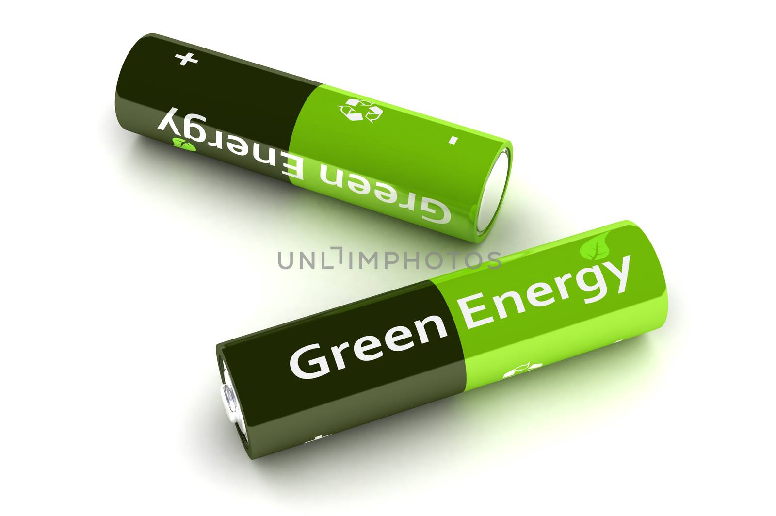 A Colourful 3d Rendered Green Eco Power Batteries Illustration