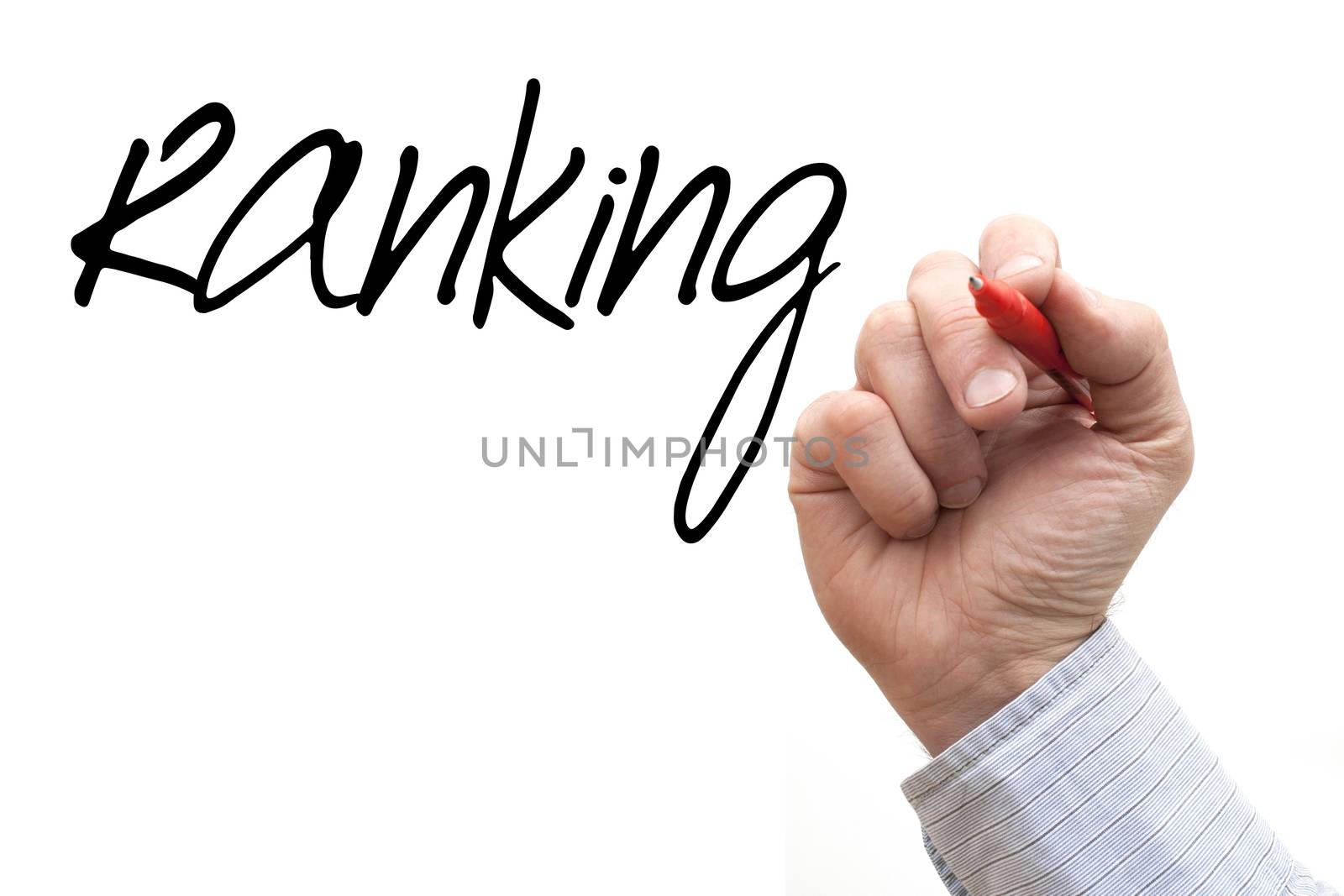 Hand Writing 'Ranking' by head-off