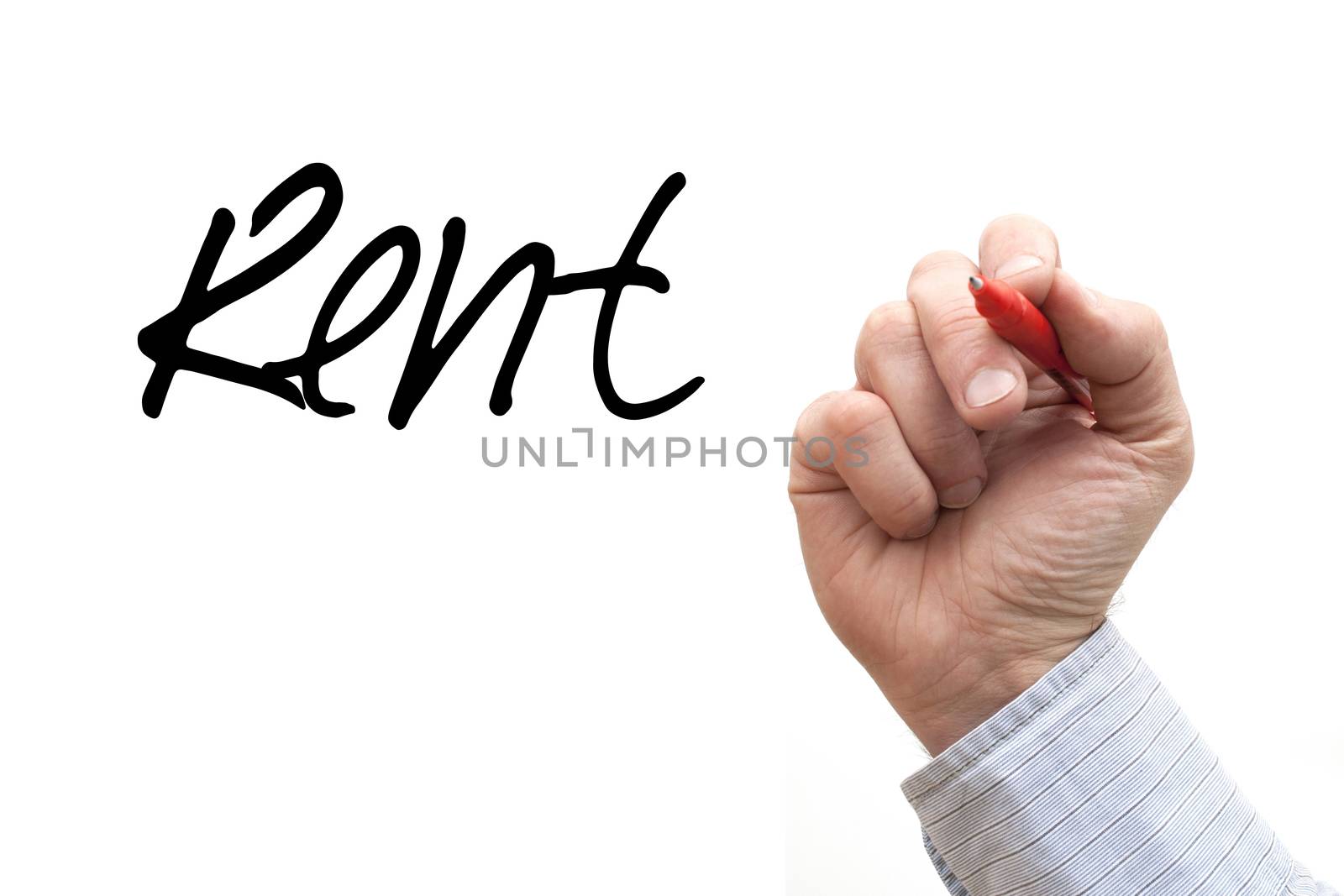 Hand Writing 'Rent' by head-off