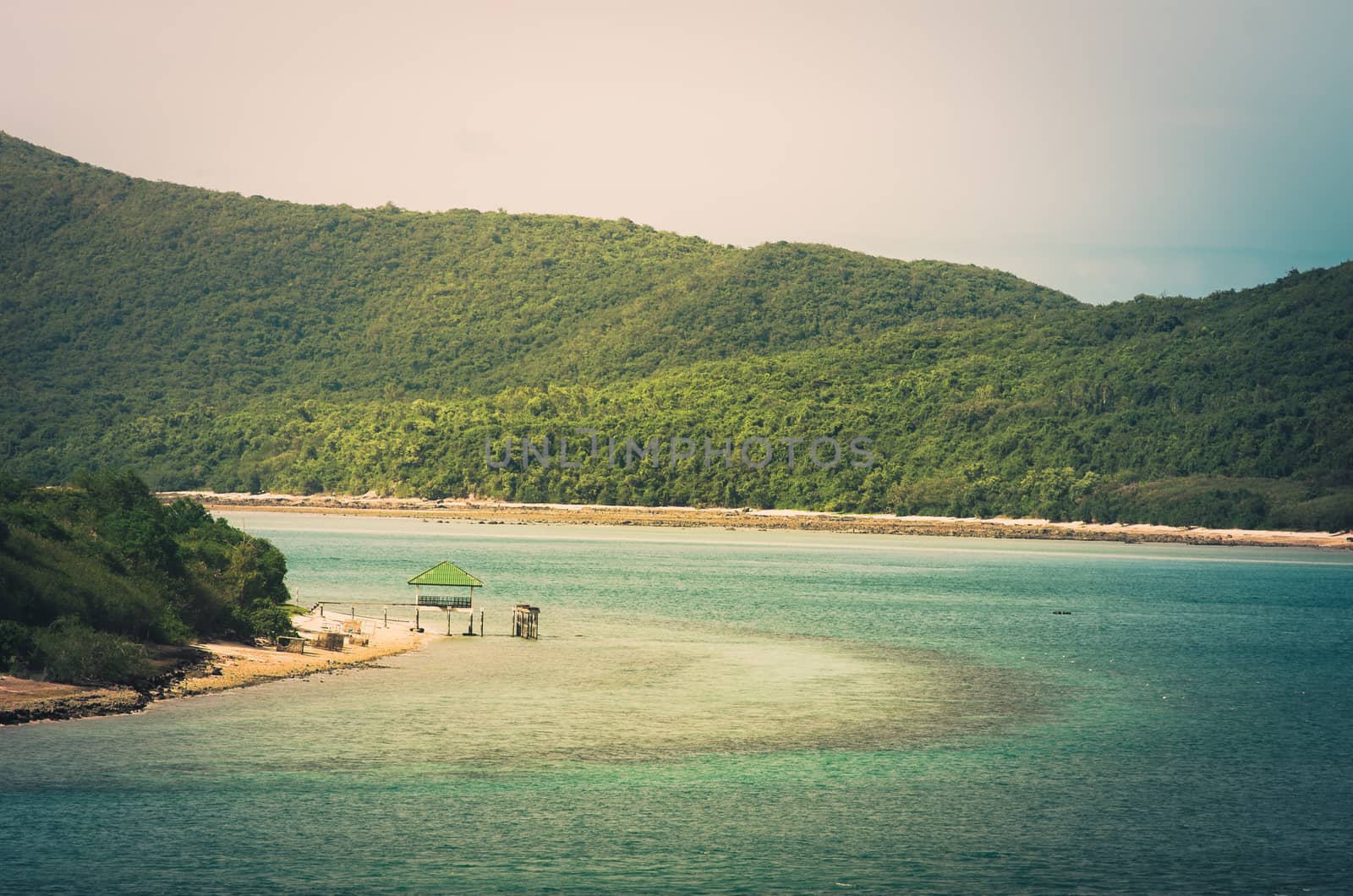 Green island and sea nature landscape in Thailand vintage