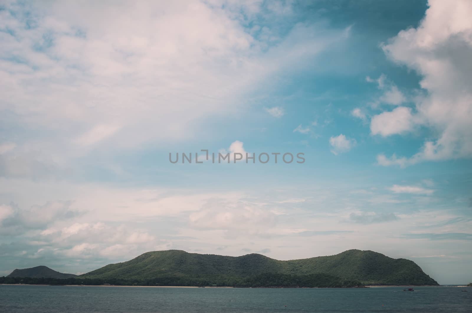 Green island and sea nature landscape in Thailand vintage