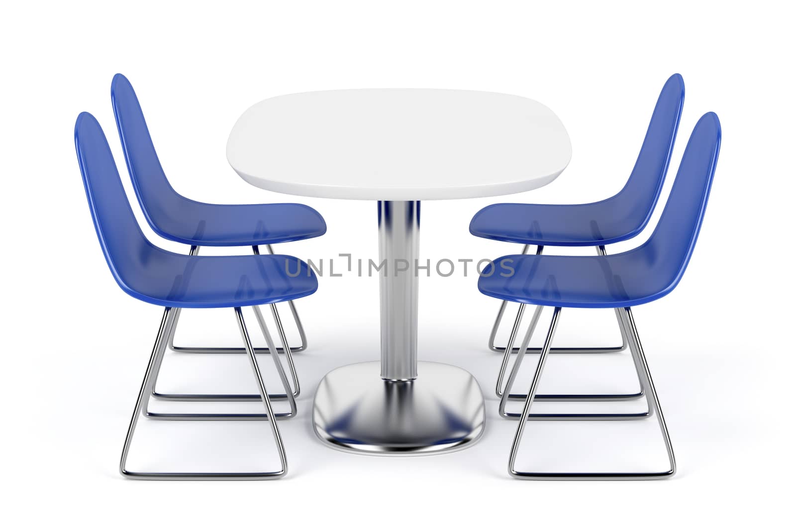 Dining table and chairs on white background
