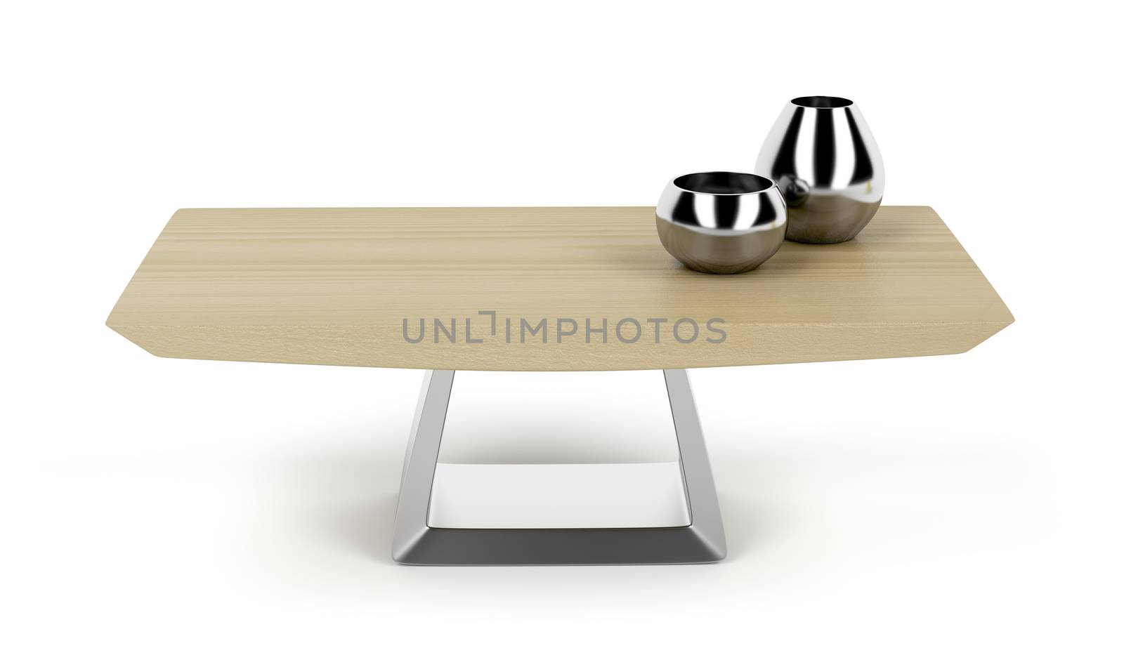 Modern wood coffee table on white background