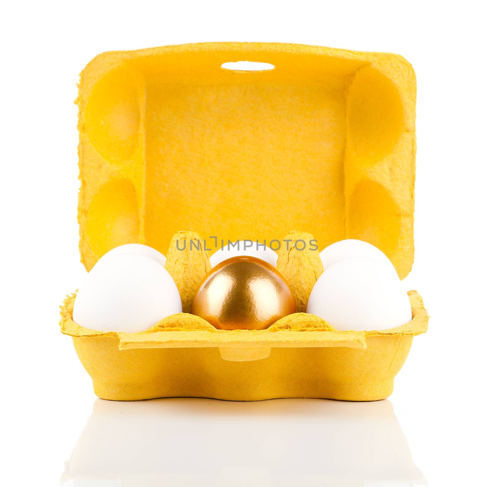 golden egg in the package, concept of Making Money, isolated on  by motorolka