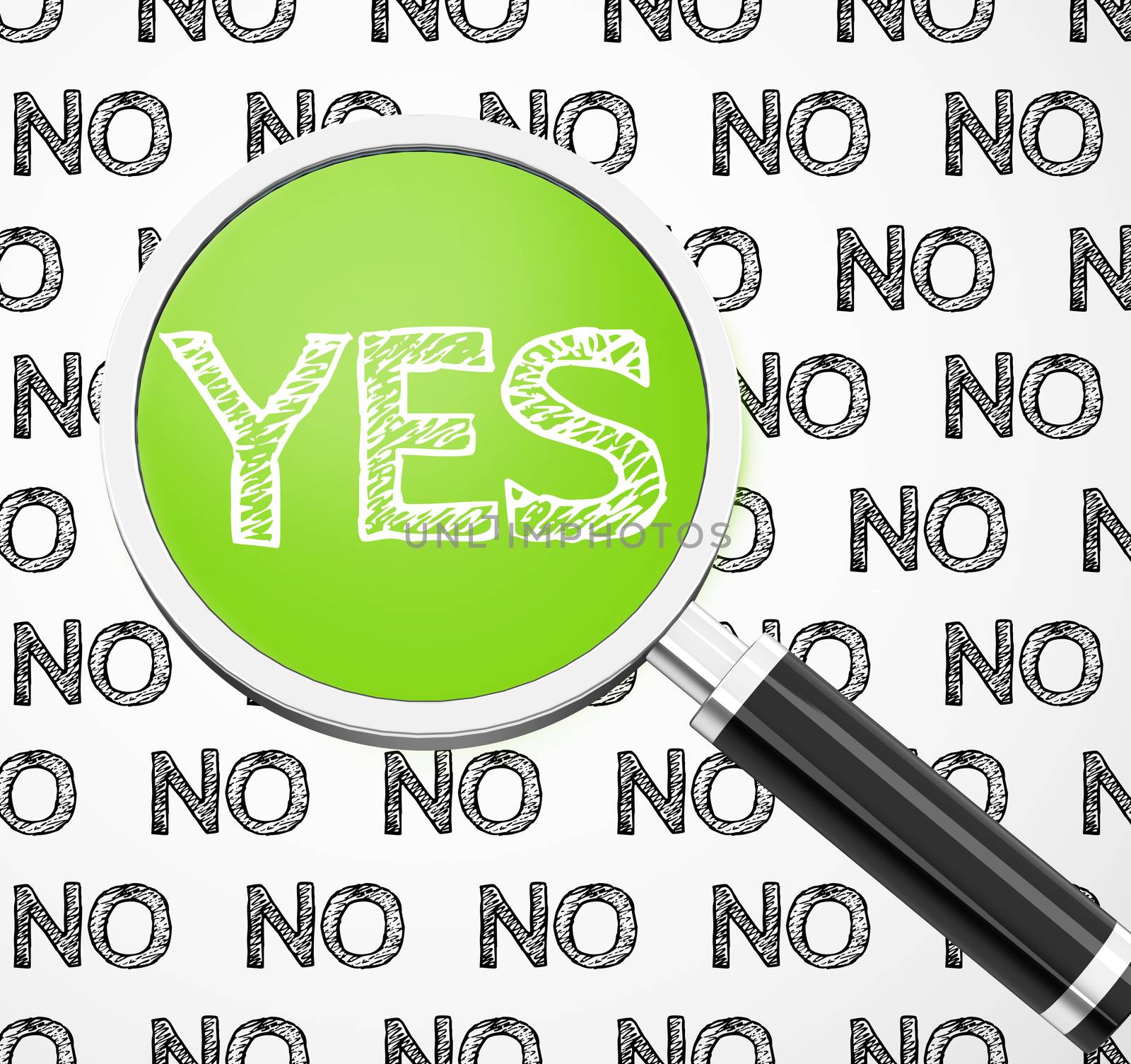 3d generated picture of a "yes-no" concept