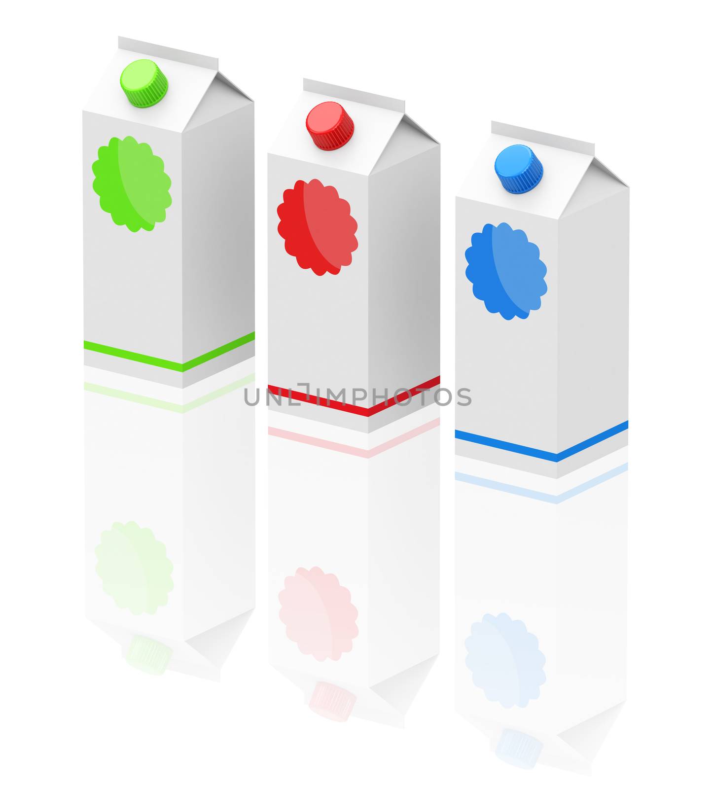 3d generated picture of three milk cartons