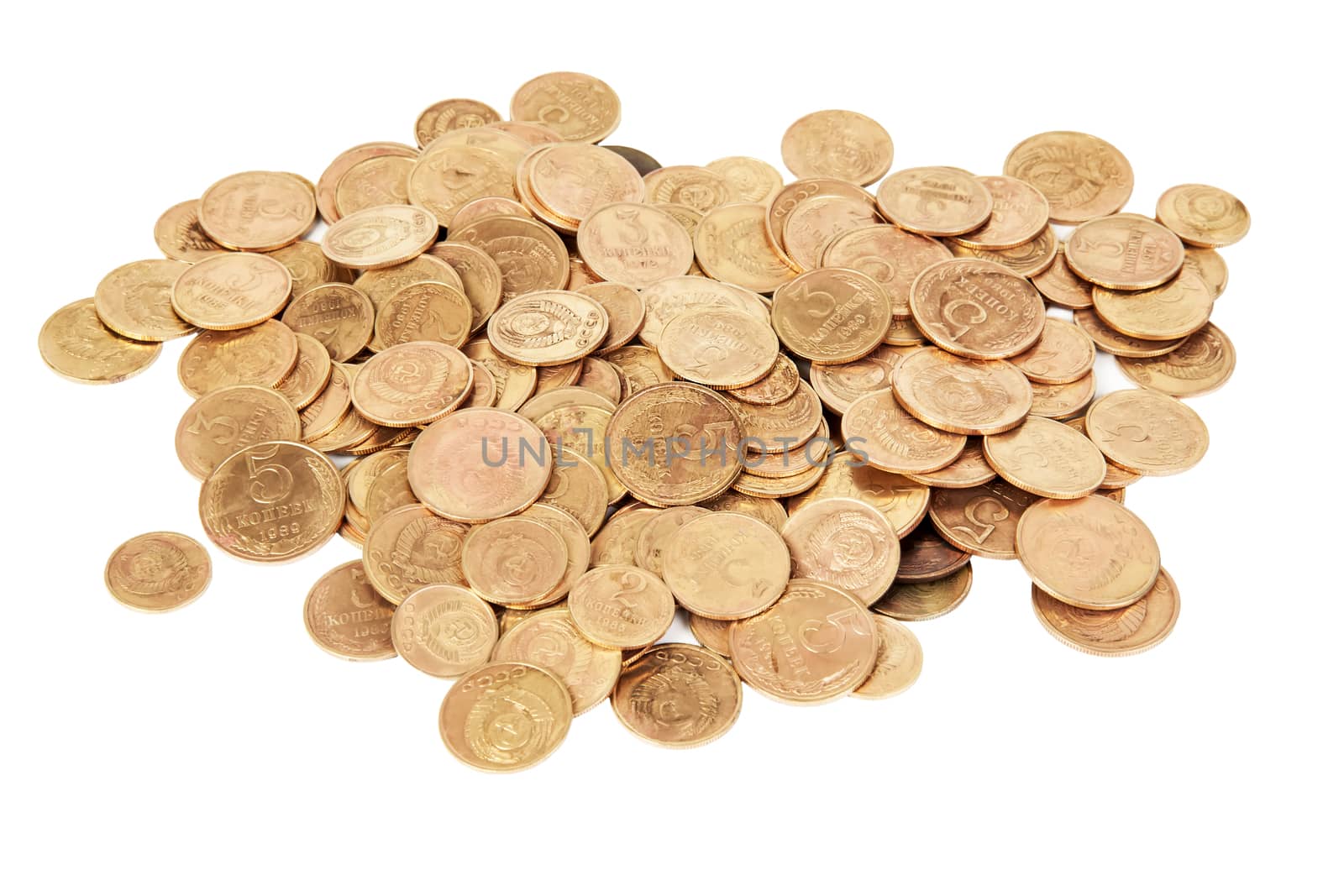 USSR old coins isolated on white background