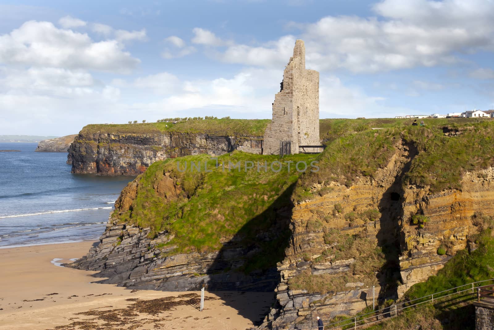 view of the castle beach and cliffs in Ballybunion county Kerry Ireland