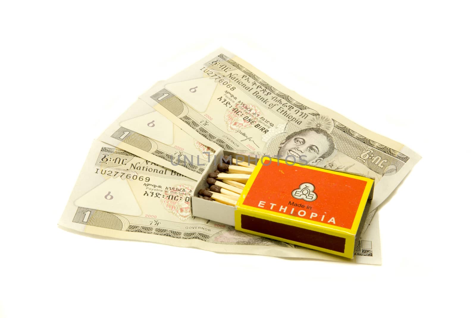 a box of matches on the background of money