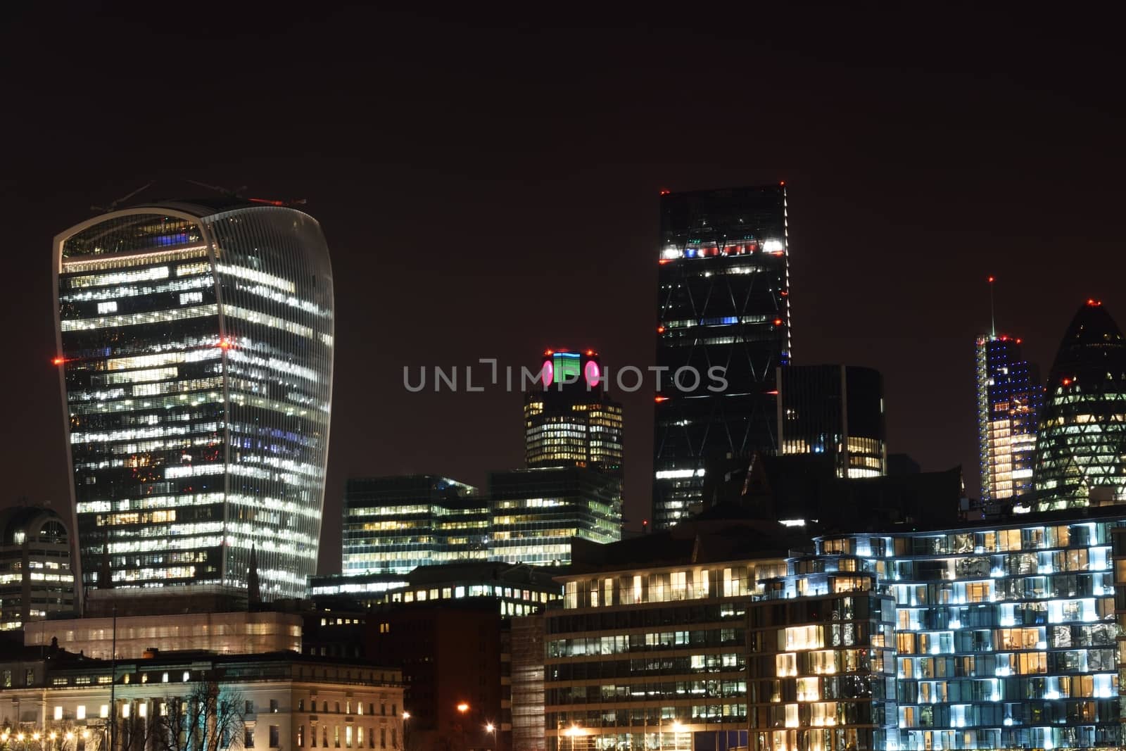 City Towers London at night