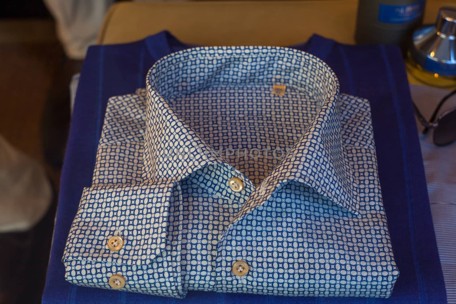 Close up of male shirt in the clothes shop