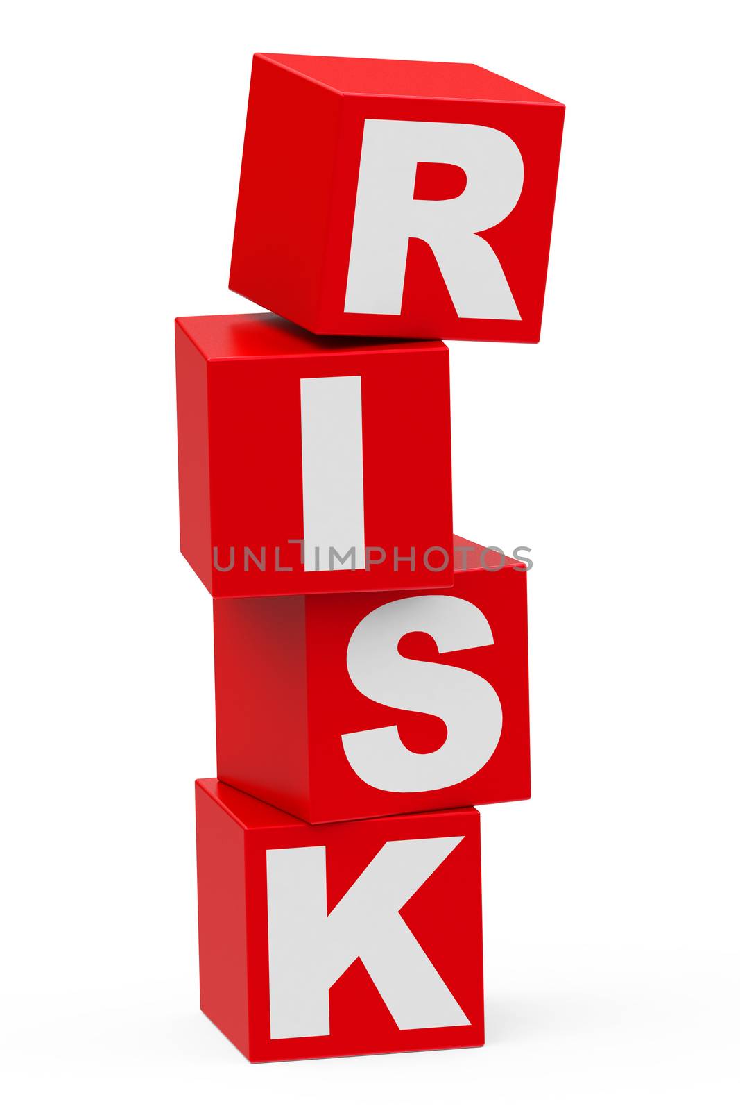 3d generated picture of a stack of cubes and the word "RISK"