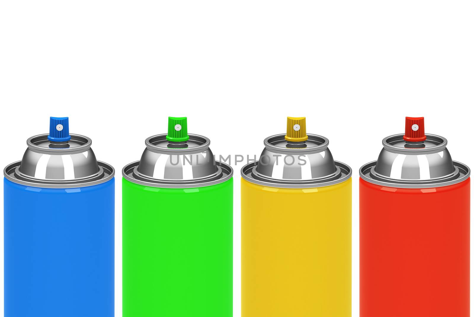 3d generated picture of some colorful spray cans