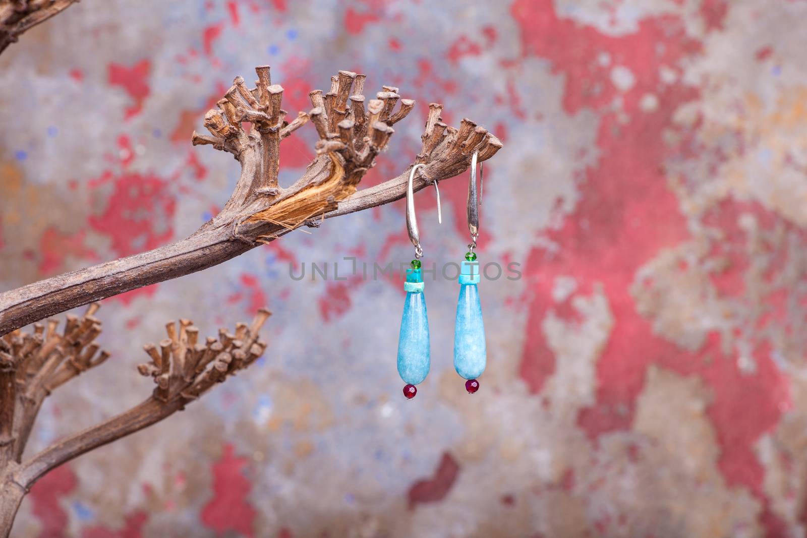 Close up of chalcedony earrings, manufactured by Ornella Salamone