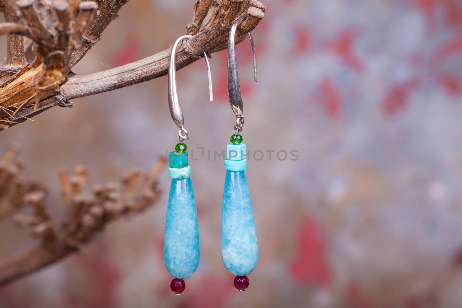 Close up of chalcedony earrings by bepsimage