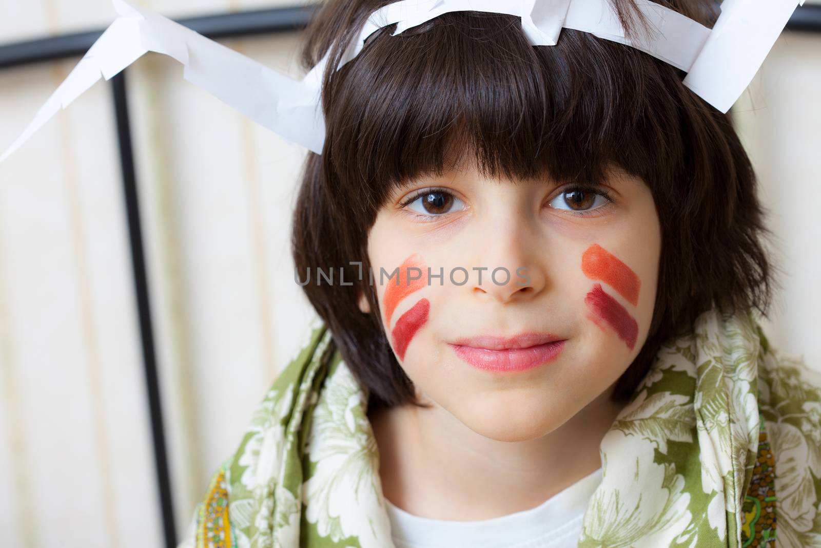 boy in a American Indian image. portrait.
