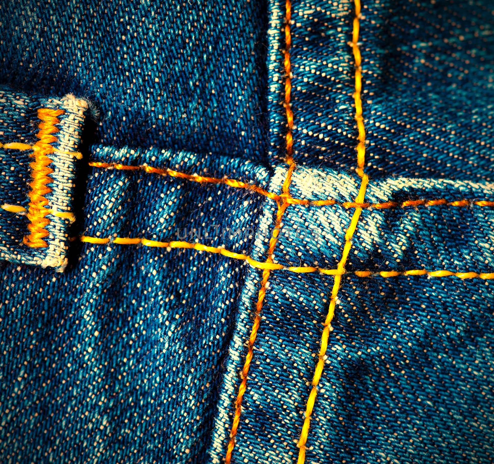 Crossed seams on jeans, close-up. instagram image retro style