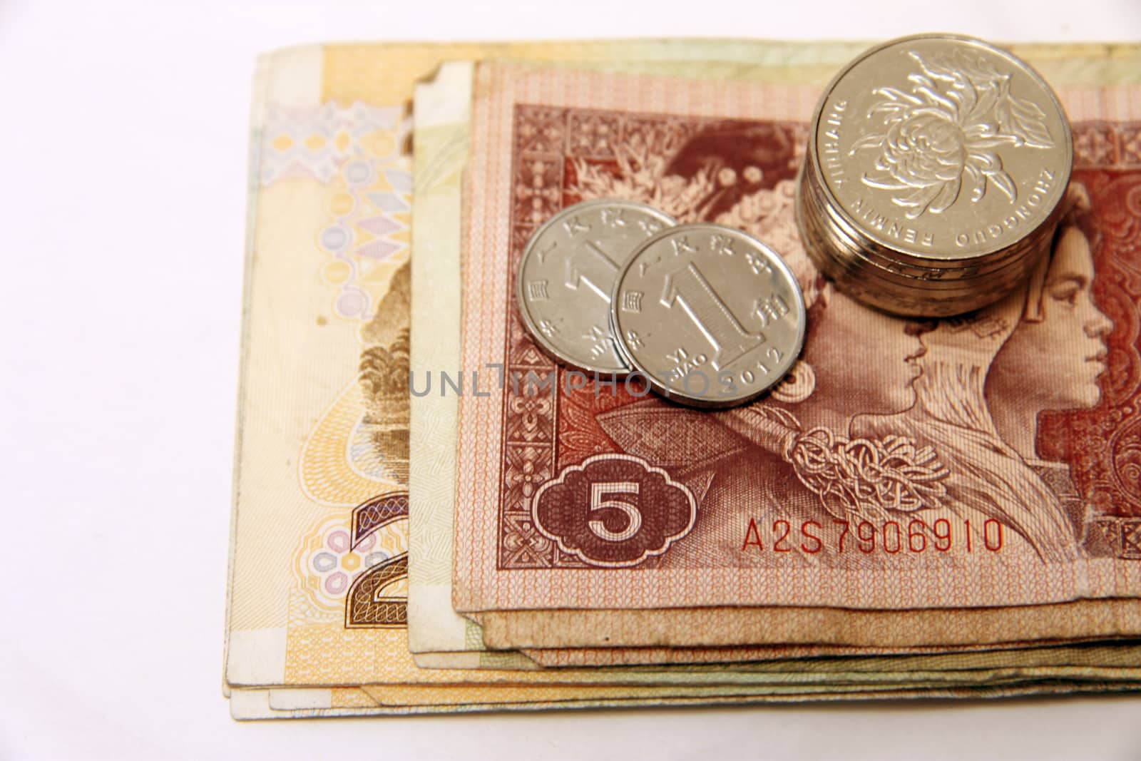 Chinese yuan isolated on the white background