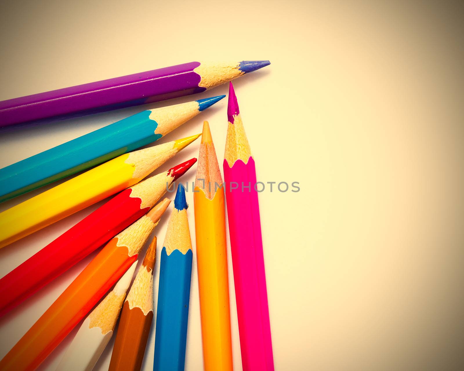 colored pencils on white background by Astroid