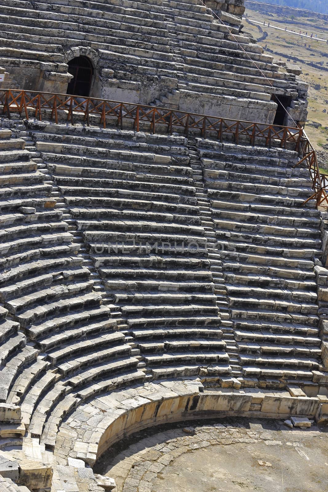 Ruins of theater in ancient town Hierapolis Turkey by scullery